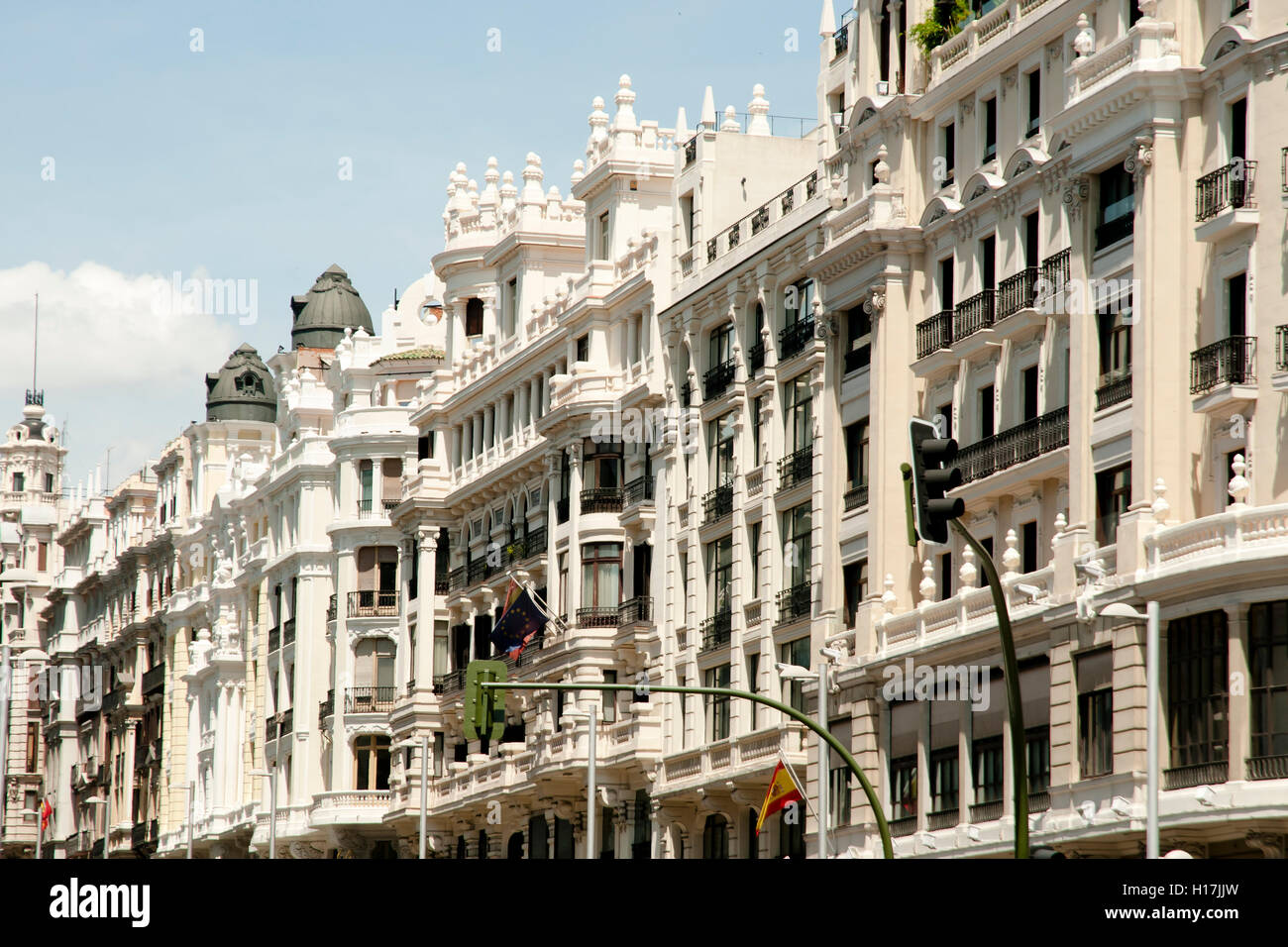 L'architecture de Madrid sur la façade des bâtiments - Espagne Banque D'Images