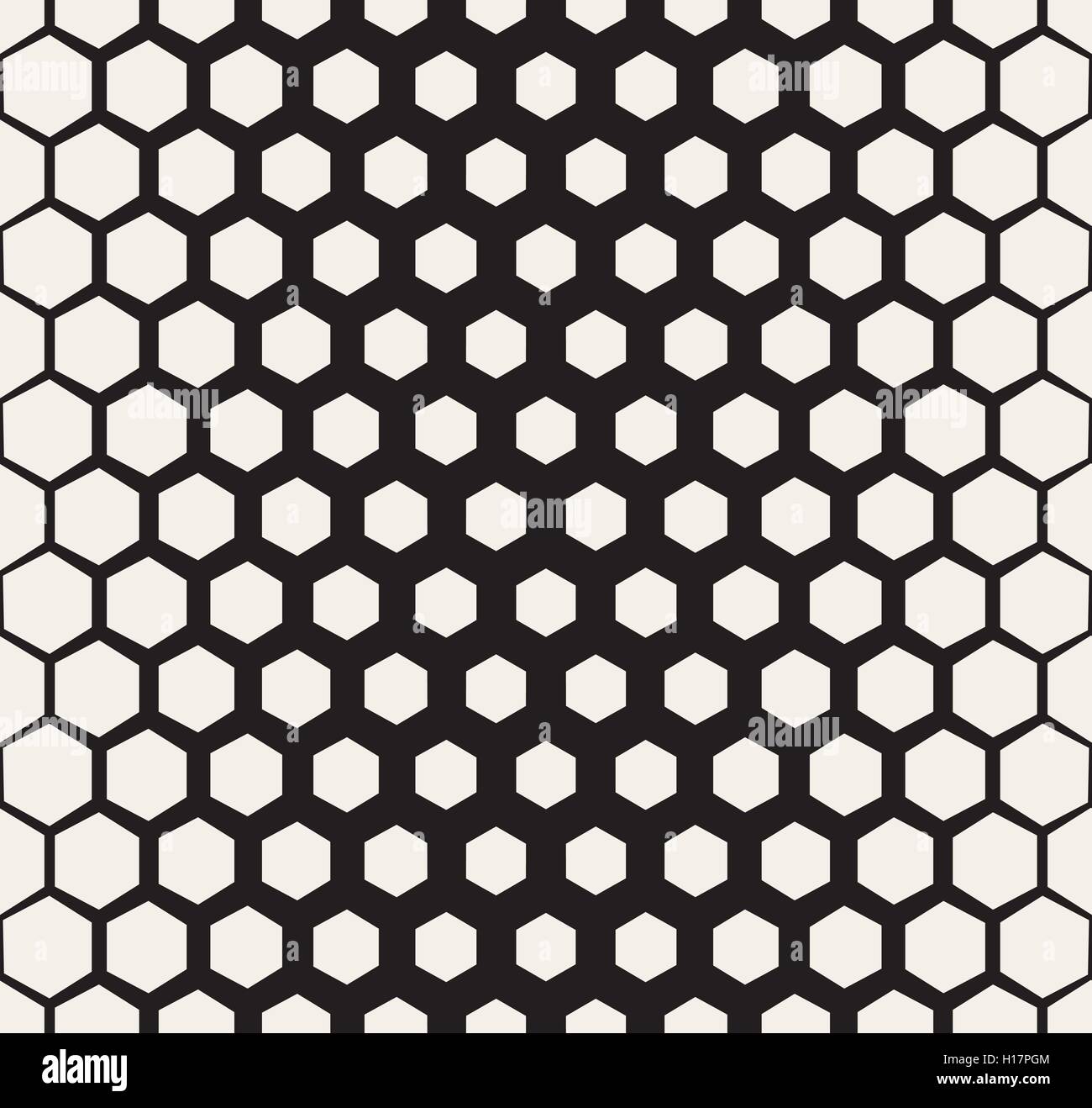 Seamless Vector Halftone noir et blanc motif grille hexagonale Illustration de Vecteur