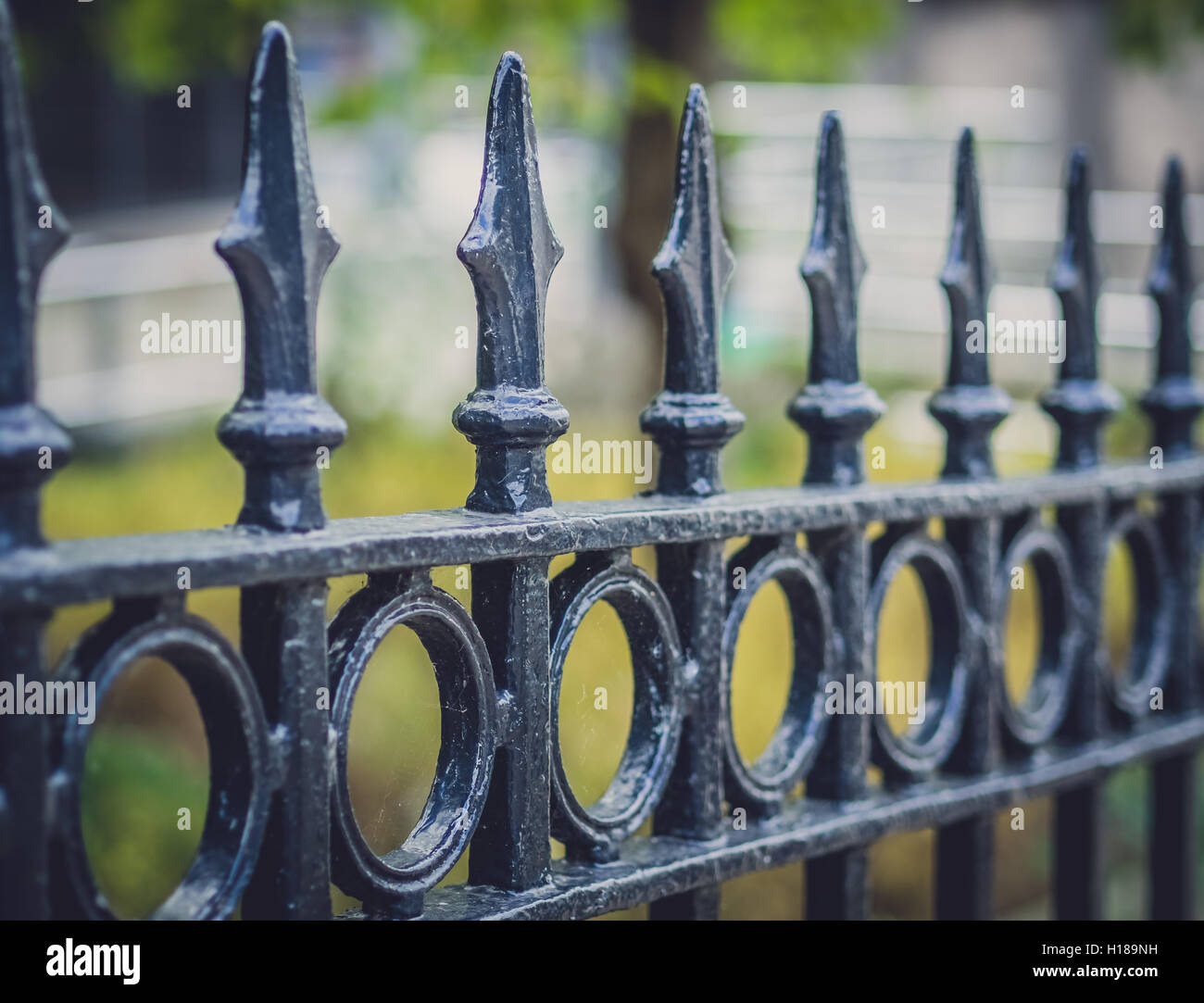 Un détail de la clôture en fer forgé de la balustrade Banque D'Images