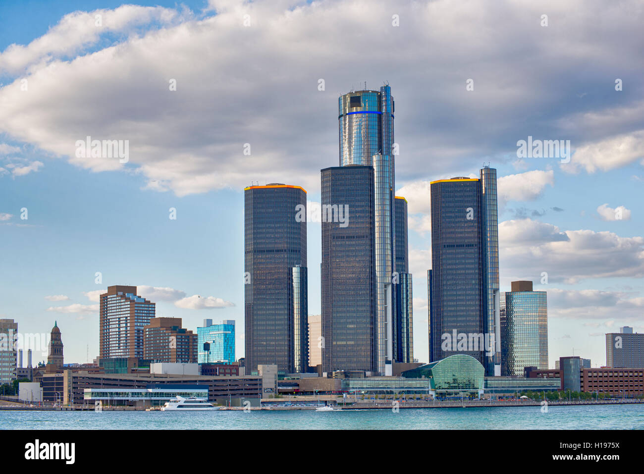 Skyline du centre-ville de Detroit de Windsor, Ontario Banque D'Images