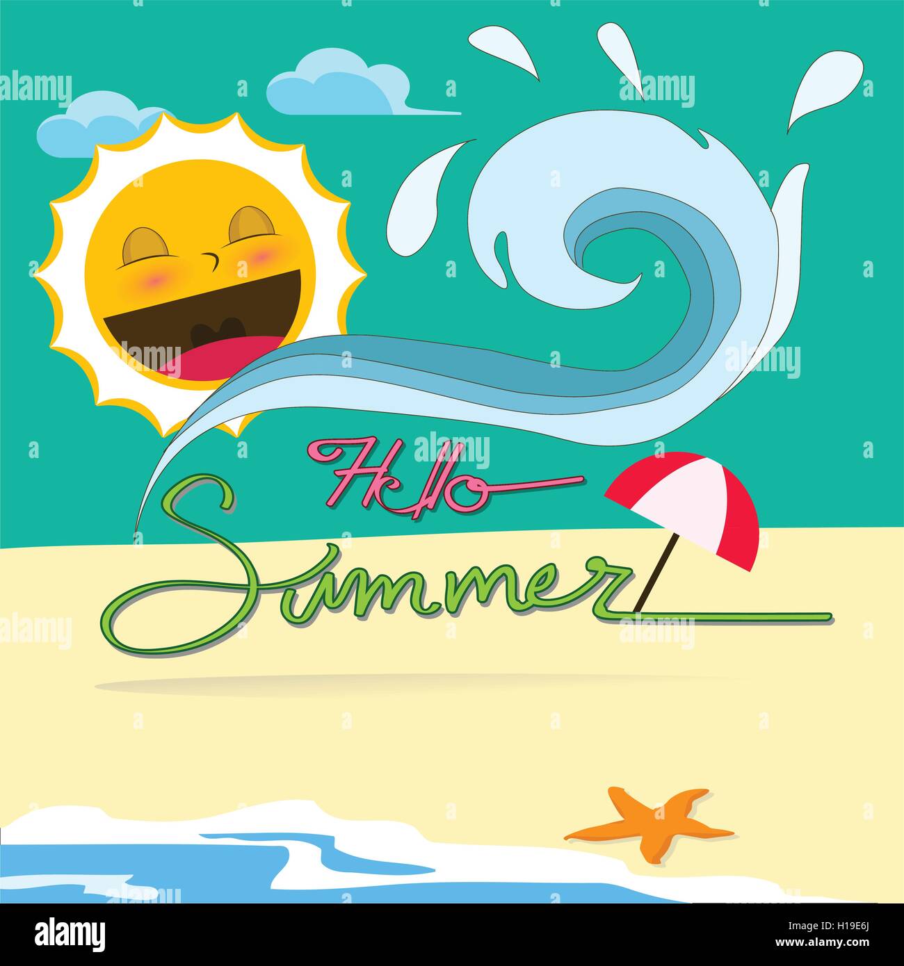 Hello Summer, Hot Summer Beach vector Illustration de Vecteur