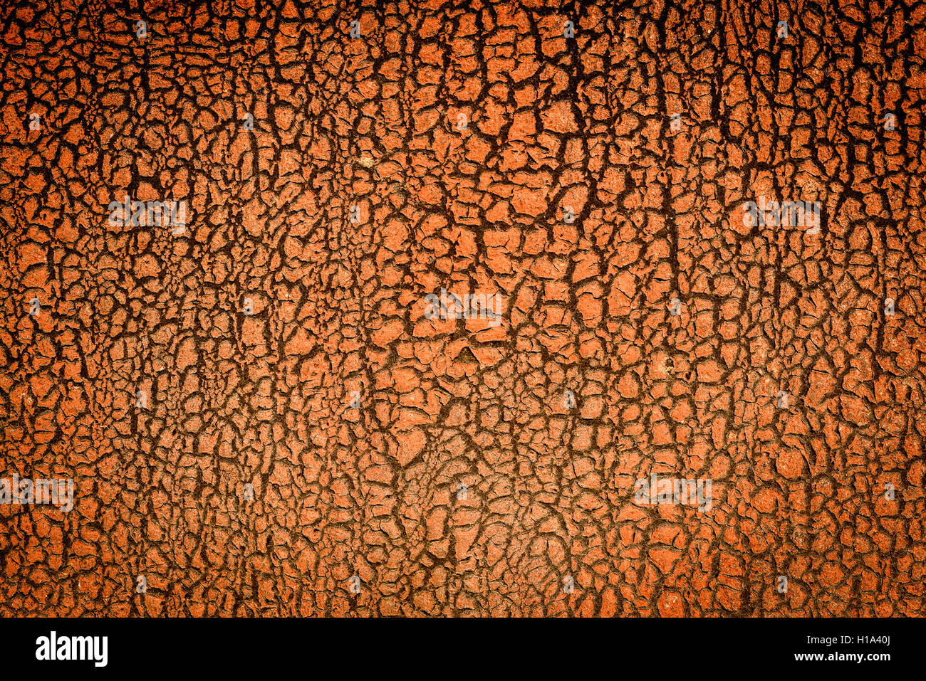 Surface de bitume craquelé orange avec des particules de goudron cassé Banque D'Images
