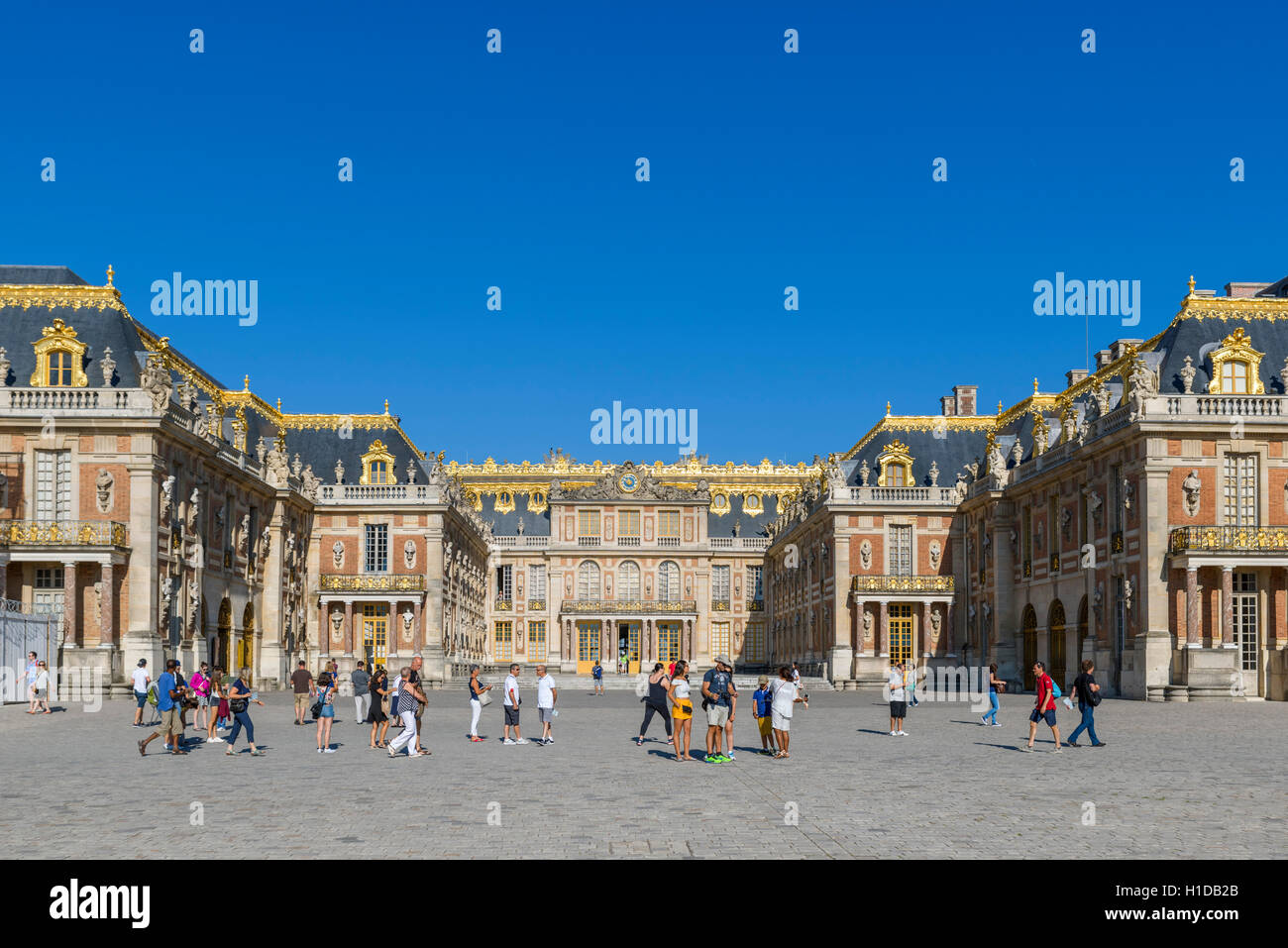 Cour à l'avant du château de Versailles (château de Versailles), près de Paris, France Banque D'Images