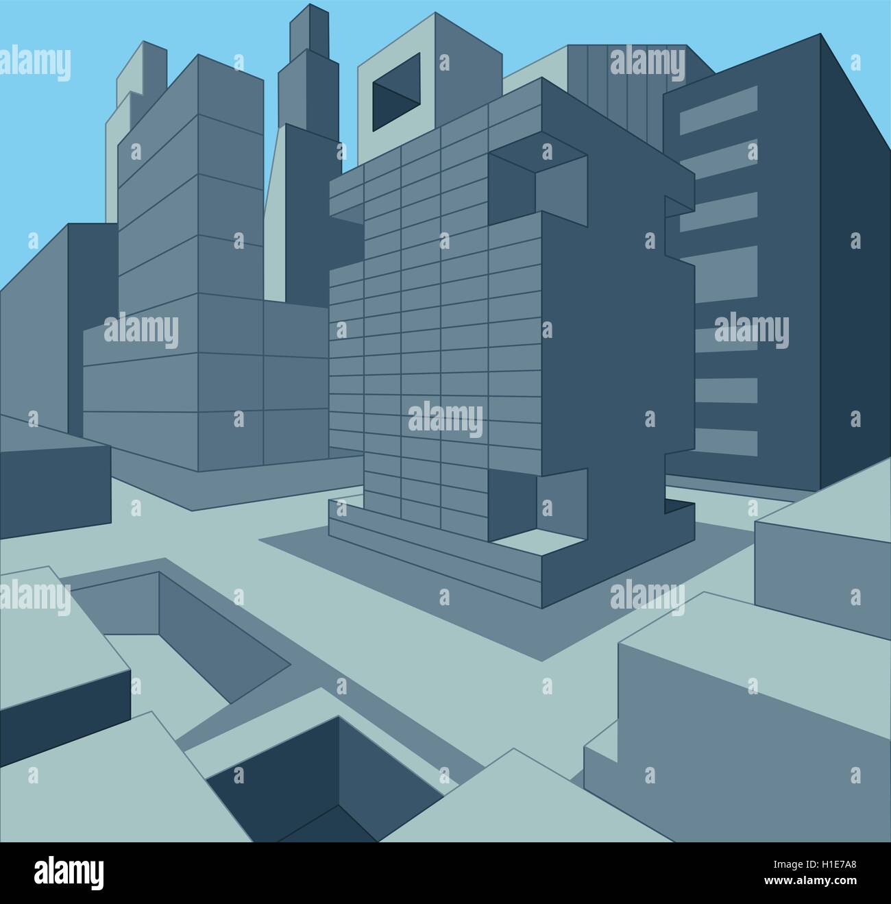 Paysage urbain urbain 3 dimensions comme vector illustration Illustration de Vecteur