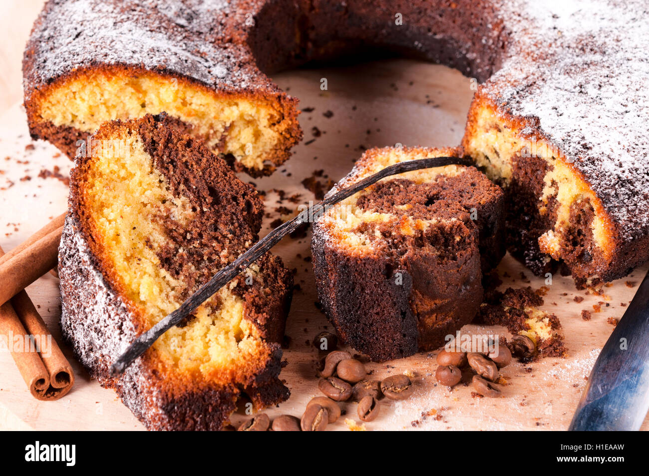 Gâteau à la vanille café nad Banque D'Images
