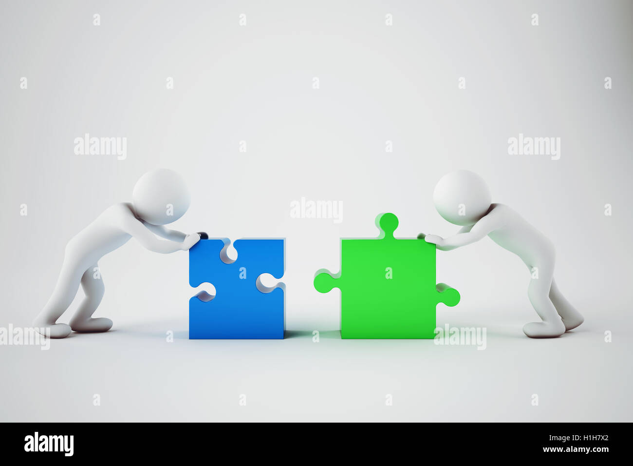 Construire une entreprise d'affaires blancs. Concept de parthership et le travail d'équipe. Le rendu 3D. Banque D'Images