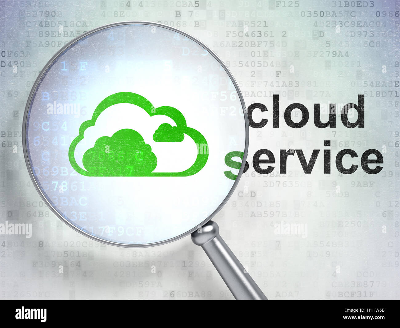 Concept : Cloud computing Cloud et de services dans le cloud avec verre optique Banque D'Images