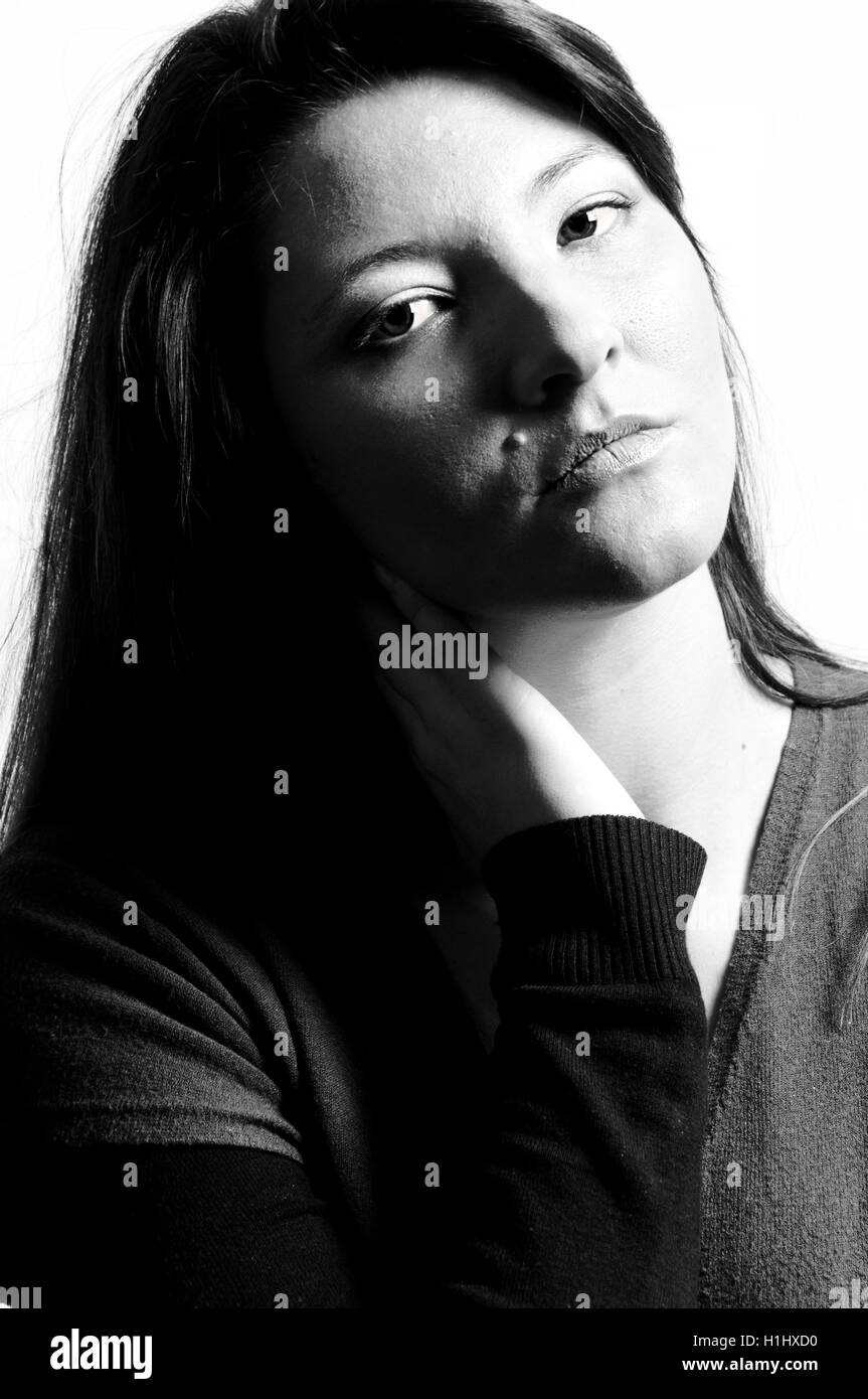 Portrait féminin en noir et blanc Banque D'Images