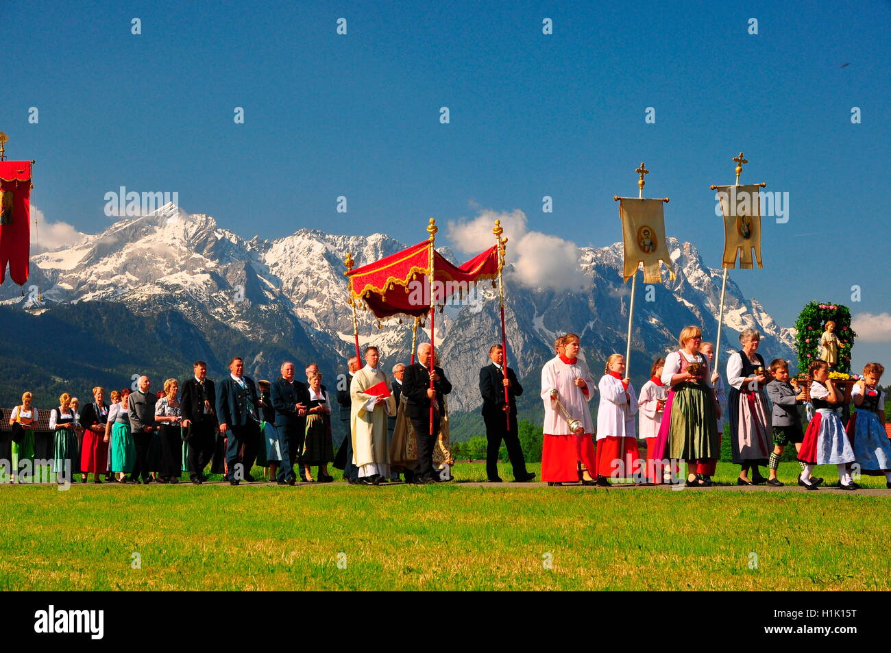 Procession du Corpus Christi, Bavière, Allemagne, de Werdenfels Banque D'Images