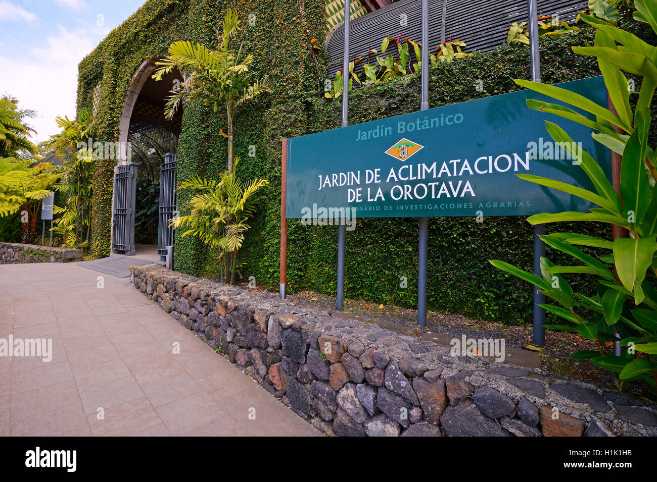 Eingang Botanischer Garten, Teneriffa Kanarische Inseln, Spanien Banque D'Images