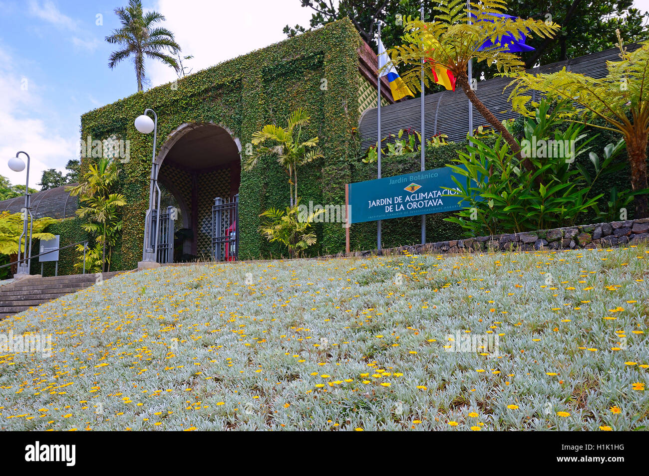 Eingang Botanischer Garten, Teneriffa Kanarische Inseln, Spanien Banque D'Images