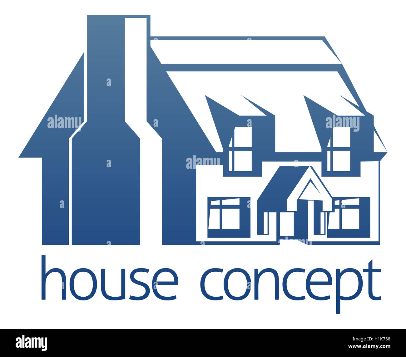 Une icône en forme de maison concept d'un joli chalet ou maison de banlieue Banque D'Images