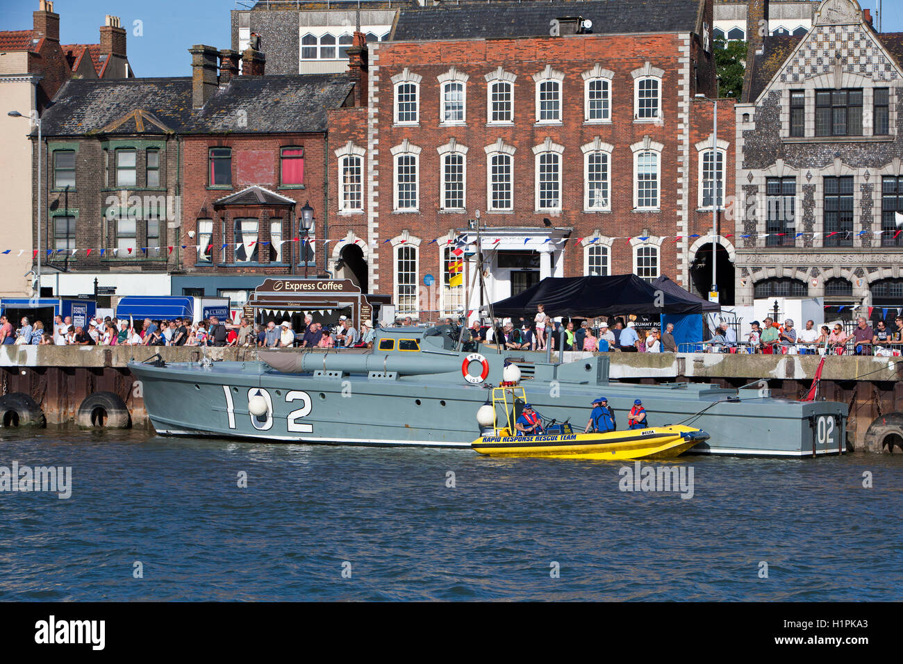 La DEUXIÈME GUERRE MONDIALE Motor torpedo boat (MTB), construit en 1937, au salon de Farnborough 2016 Festival maritime. Banque D'Images