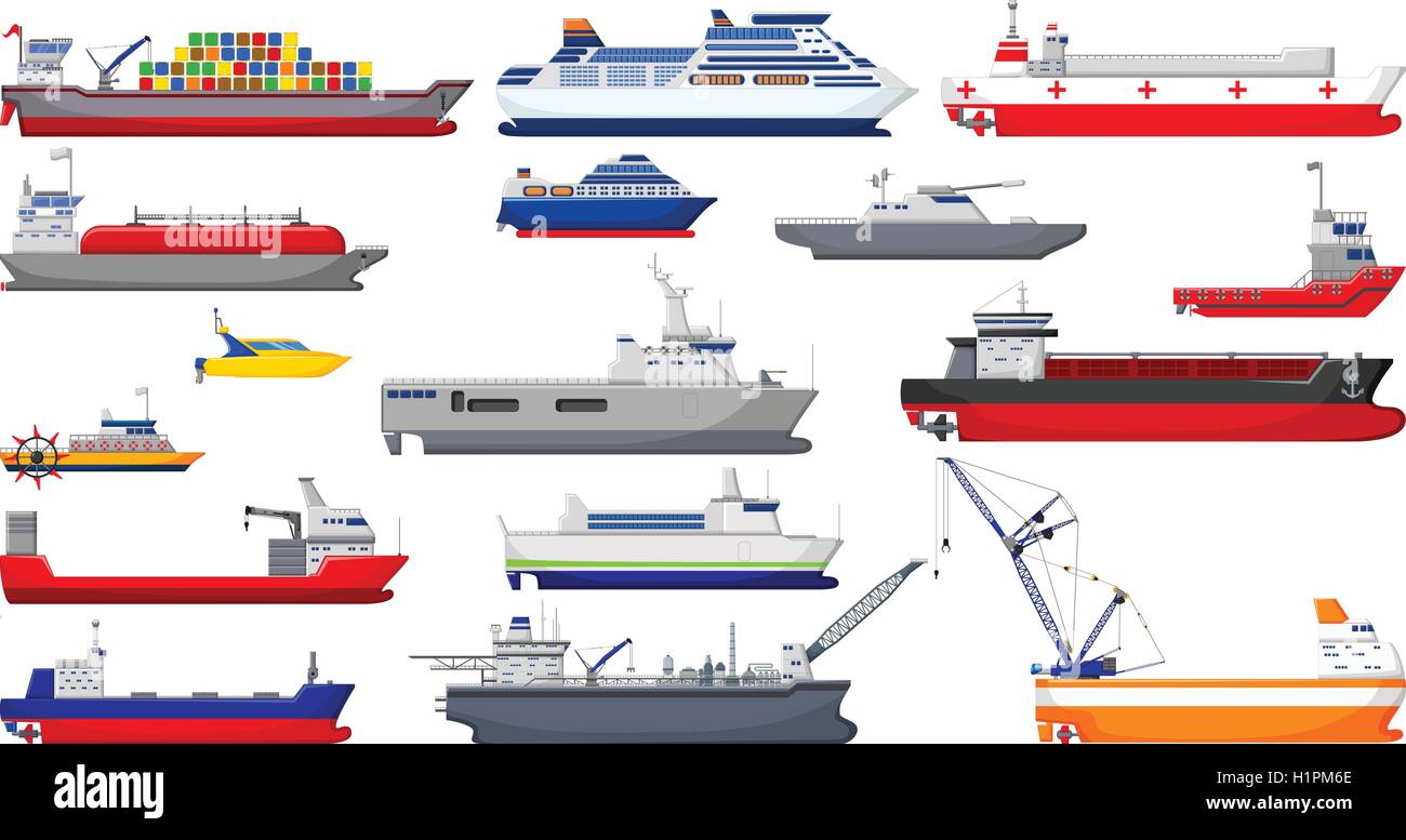 Collection de dessins pour la conception de navires Illustration de Vecteur