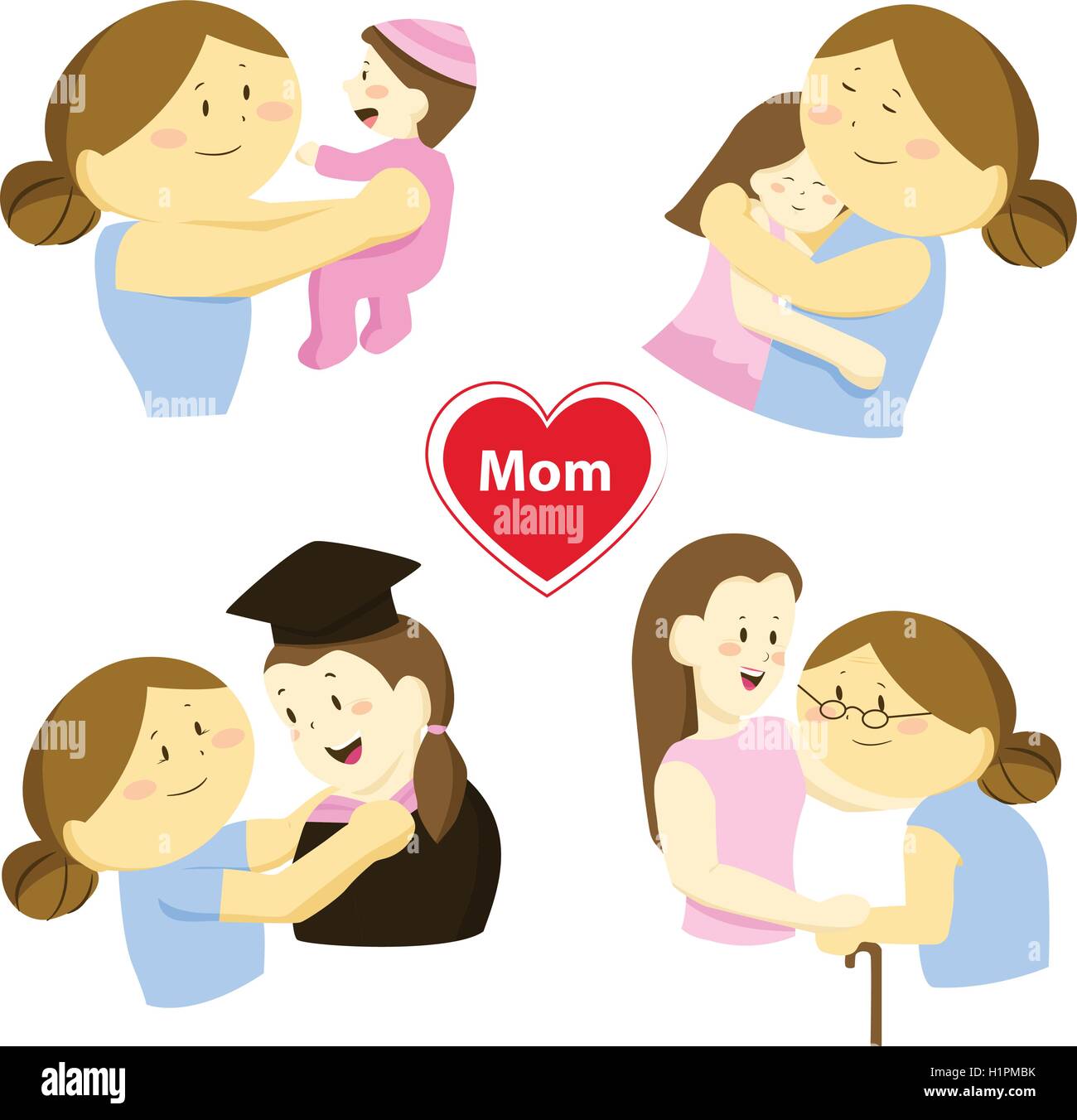 Histoire de l'amour de mère et de sa fille Illustration de Vecteur