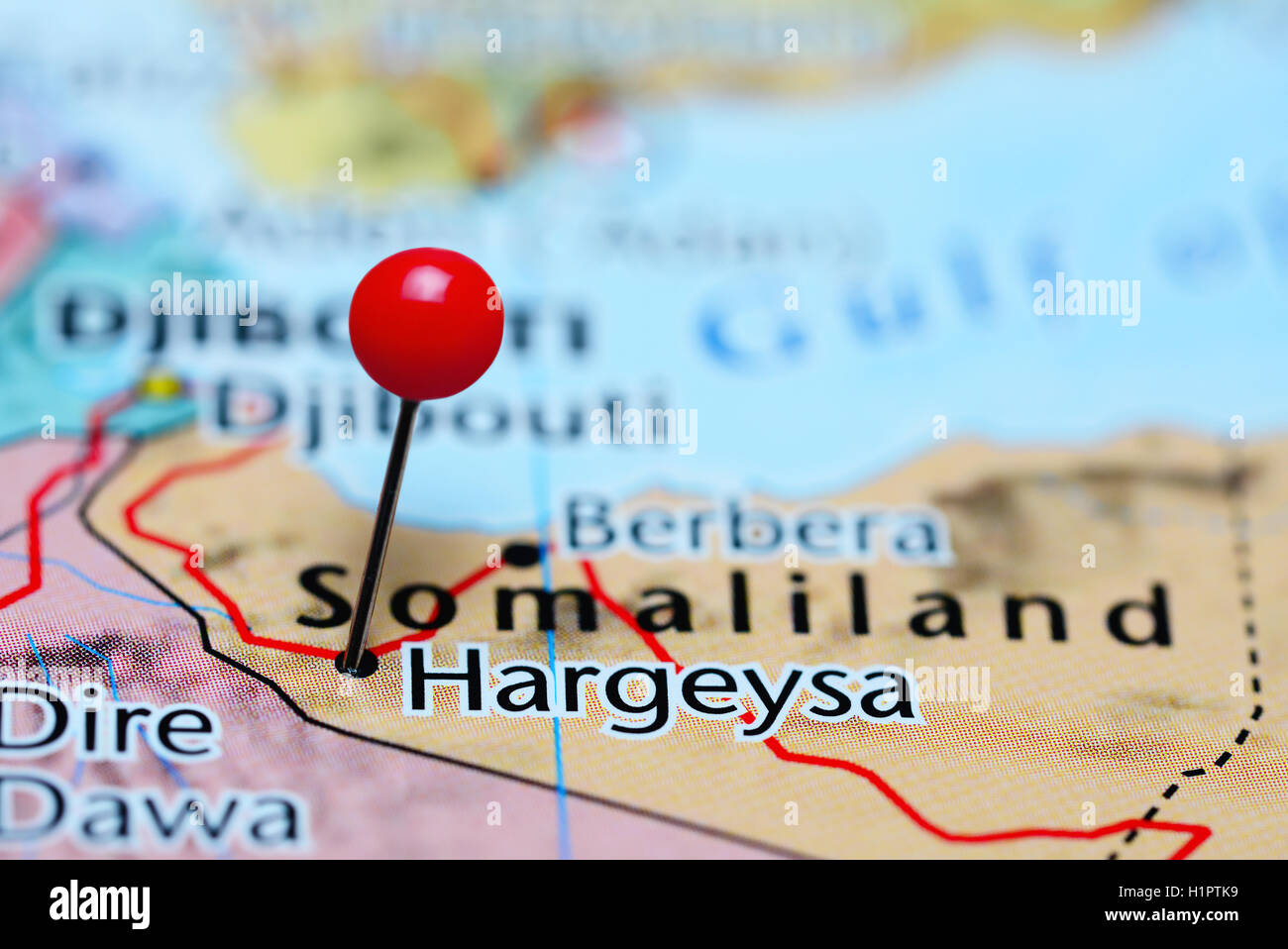 Hargeysa coincé sur une carte de la Somalie Banque D'Images