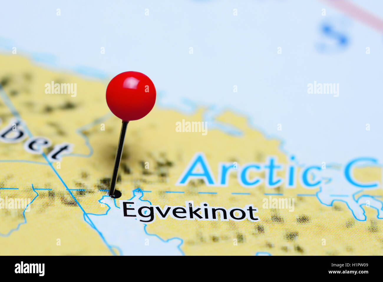 Egvekinot épinglée sur une carte de la Russie Banque D'Images