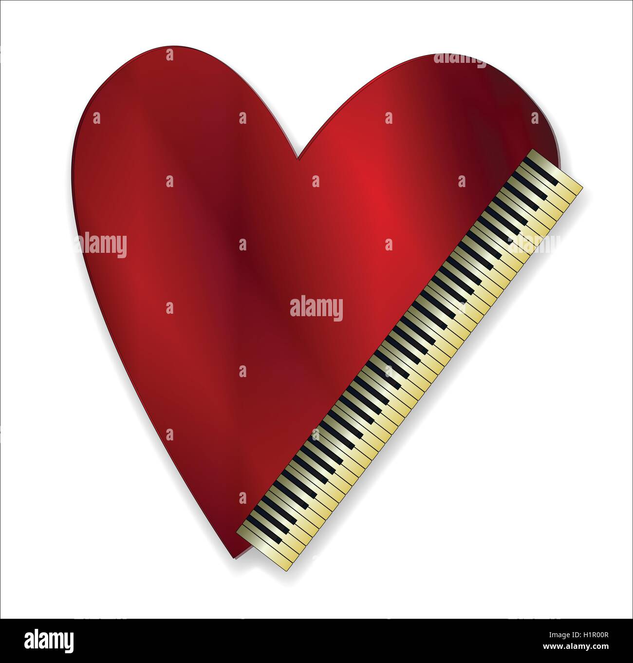 Un coeur d'amour et de touches de piano sur un fond blanc Image Vectorielle  Stock - Alamy
