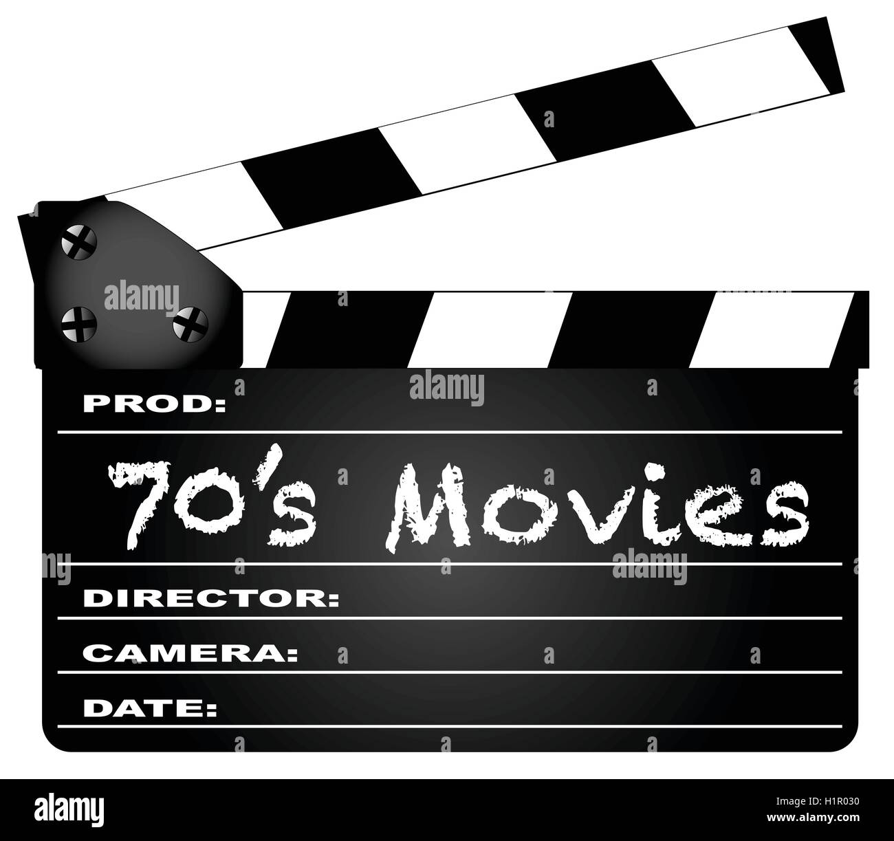 Un film typique meissen avec la légende Films 70's isolé sur blanc. Illustration de Vecteur