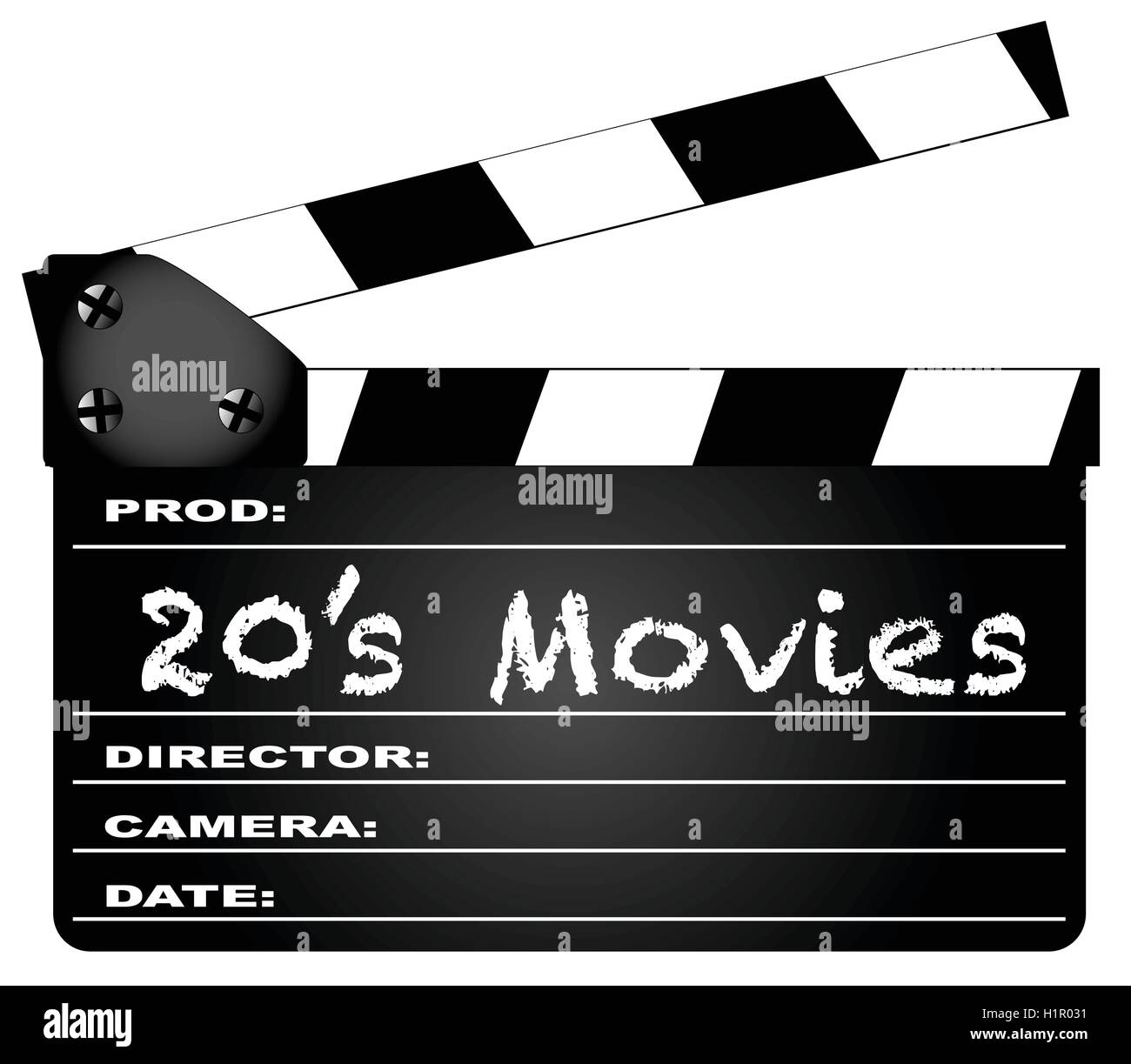 Un film typique meissen avec la légende 20's Movies isolé sur blanc. Illustration de Vecteur