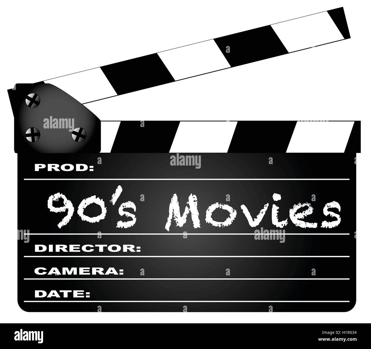 Un film typique meissen avec la légende 90's Movies isolé sur blanc. Illustration de Vecteur