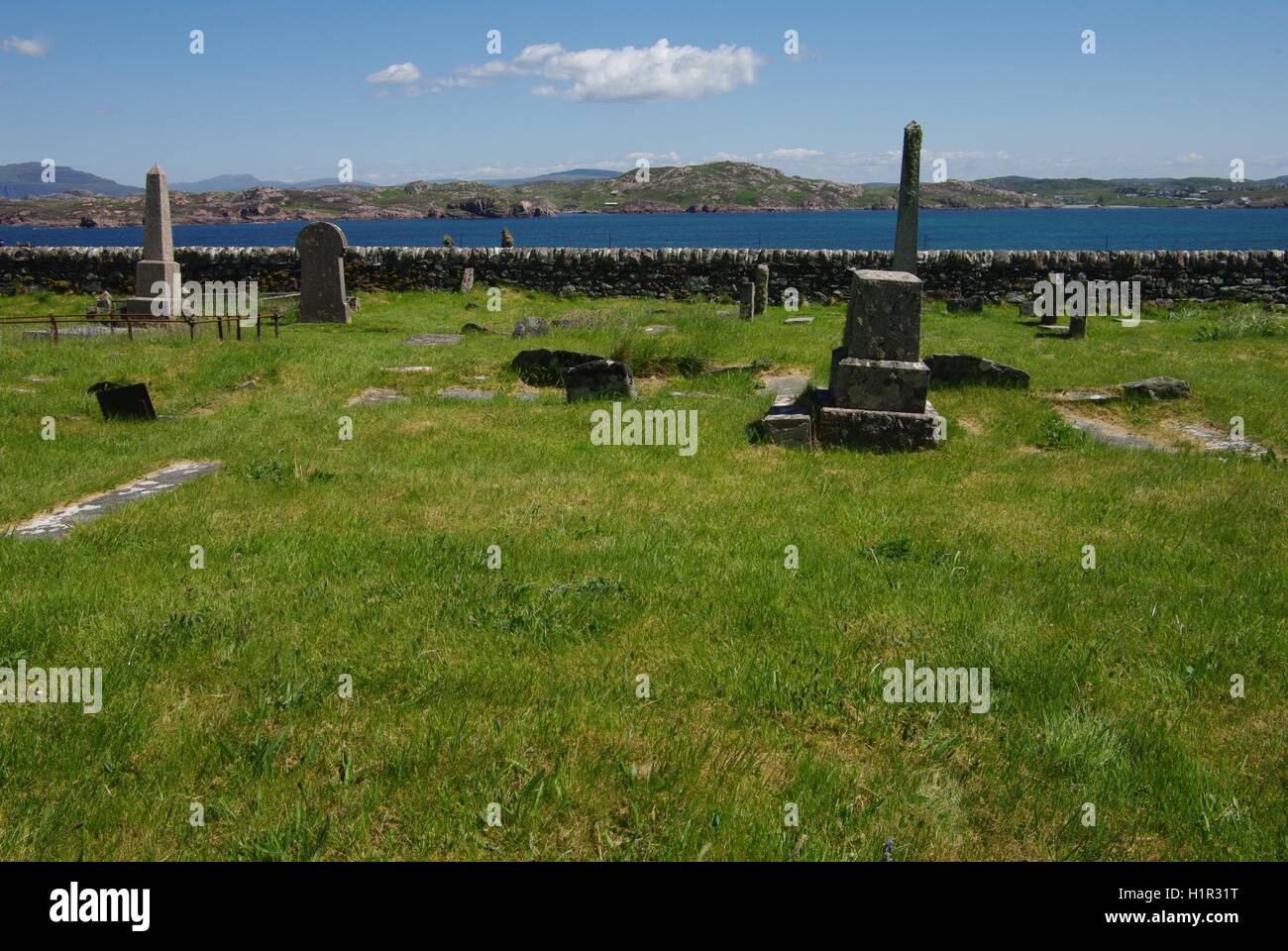 Le cimetière de St Oran, l'abbaye d'Iona, Iona, Hébrides intérieures, Ecosse Banque D'Images