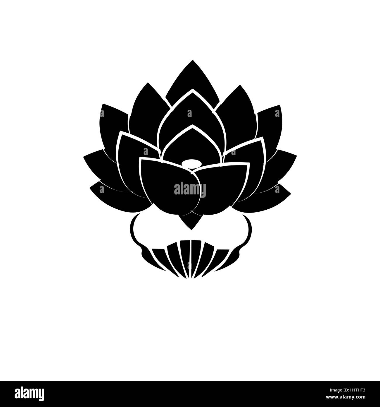 Black Image Stylisée Dune Fleur De Lotus Sur Fond Blanc Le