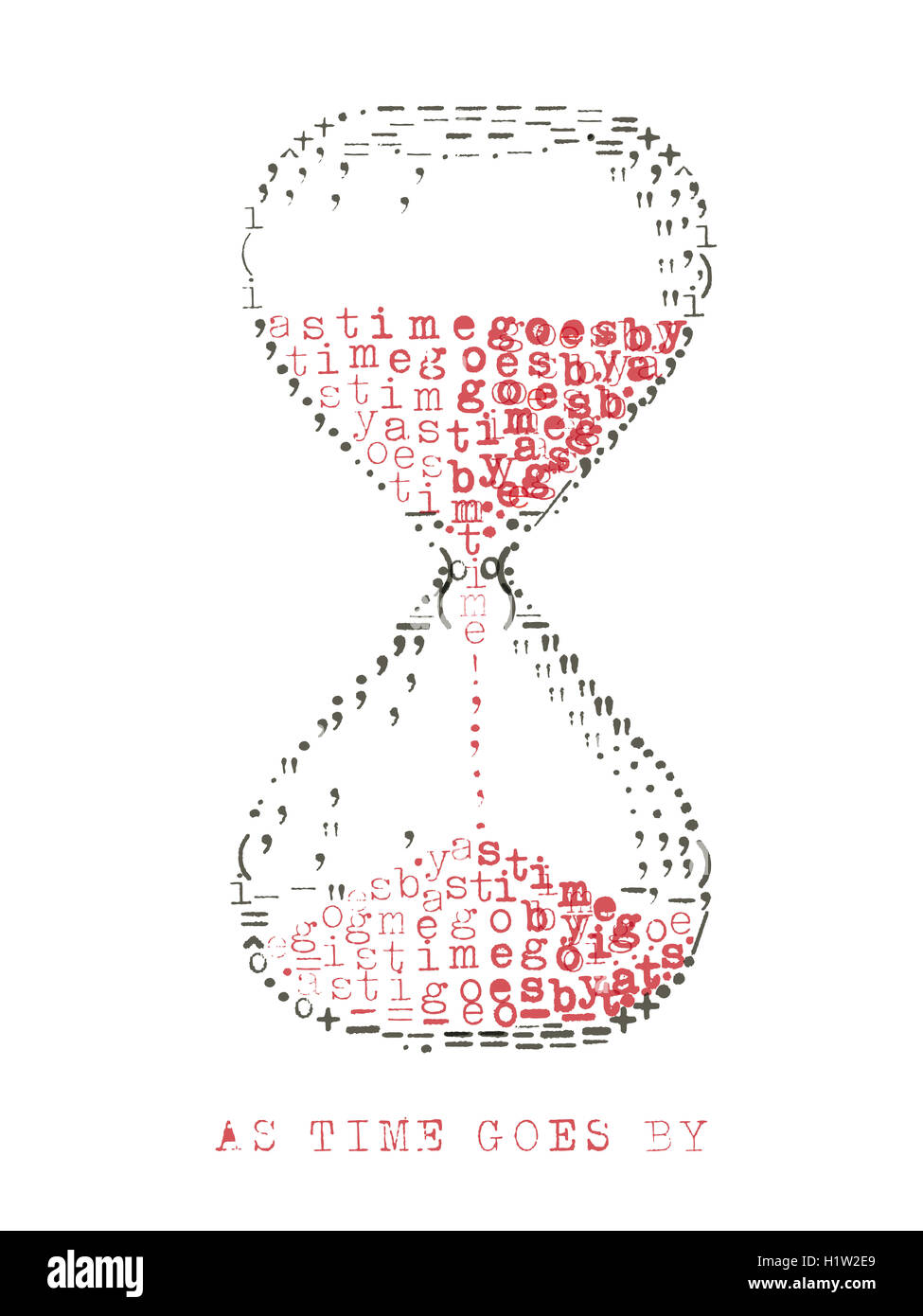 Une machine à écrire dans hourglass art comme le temps passe Banque D'Images