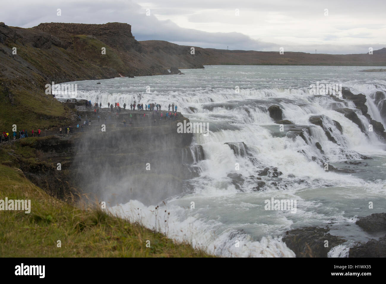 Le sud-ouest de l'Islande, Reykjavik. Cascade de Gullfoss (chute d'Or). Banque D'Images