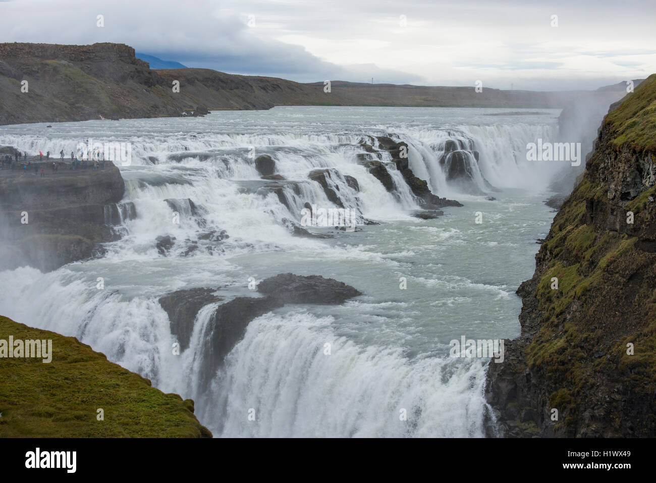 Le sud-ouest de l'Islande, Reykjavik. Cascade de Gullfoss (chute d'Or). Banque D'Images