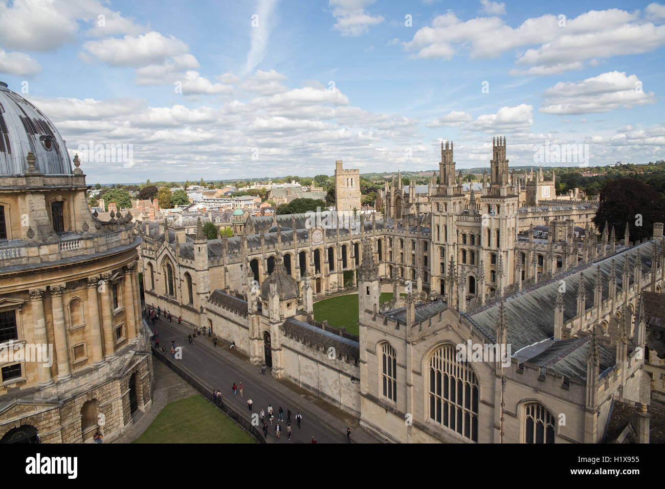 Vue aérienne de l'Université d'Oxford Banque D'Images