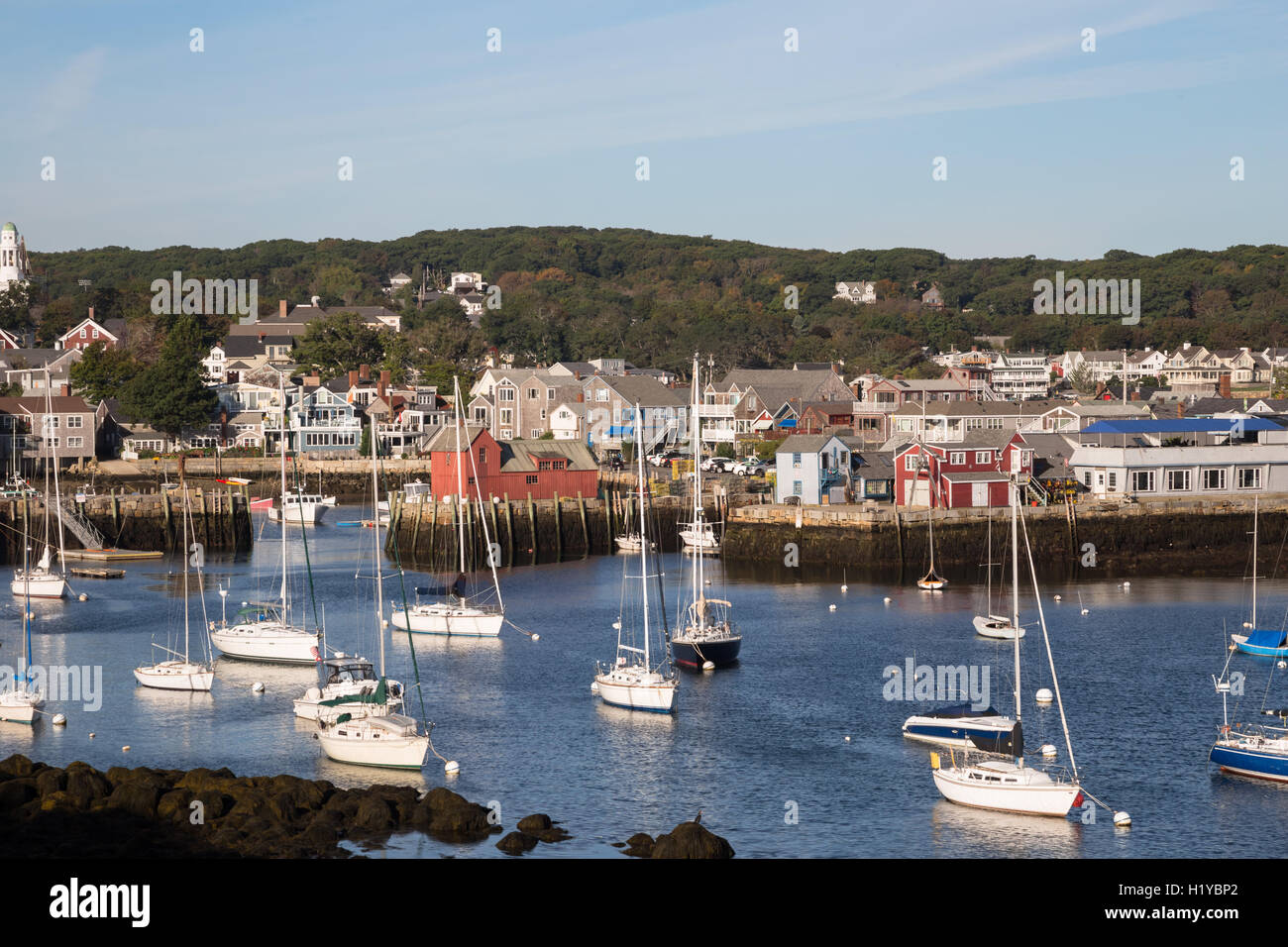 À Rockport, Massachusetts et à l'arrière vue de Motif n° 1 en début de matinée. Banque D'Images