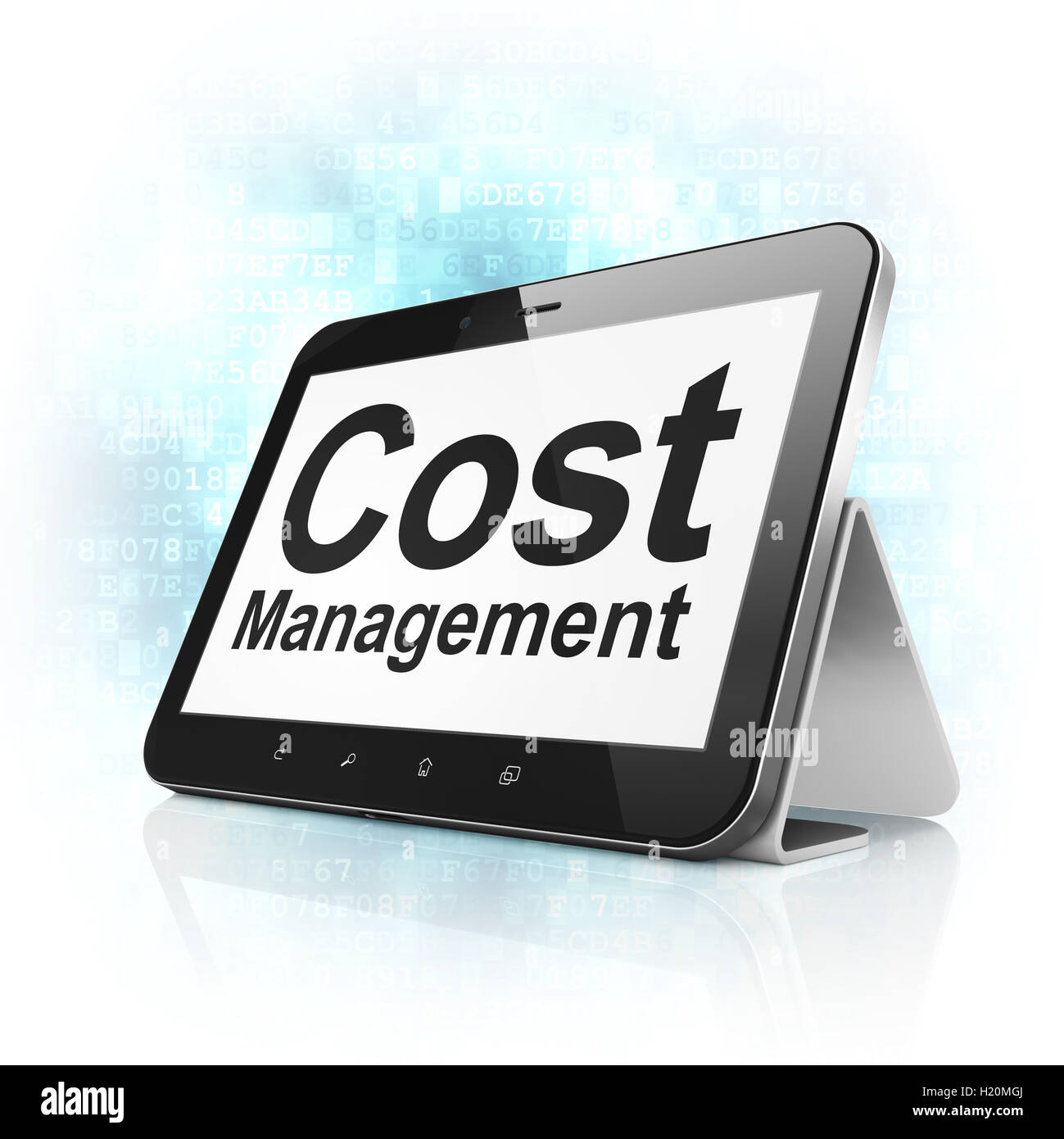 Finances concept : la gestion des coûts sur tablet PC ordinateur Banque D'Images