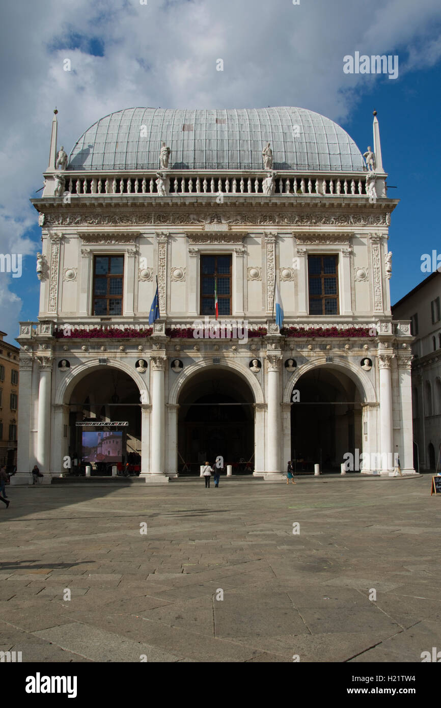 L'EUROPE, ITALIE, Province de Brescia, Brescia (Brixia), Palazzo della Loggia, Brescia (à l'origine de l'Hôtel de ville 1434, remaniée plusieurs Banque D'Images