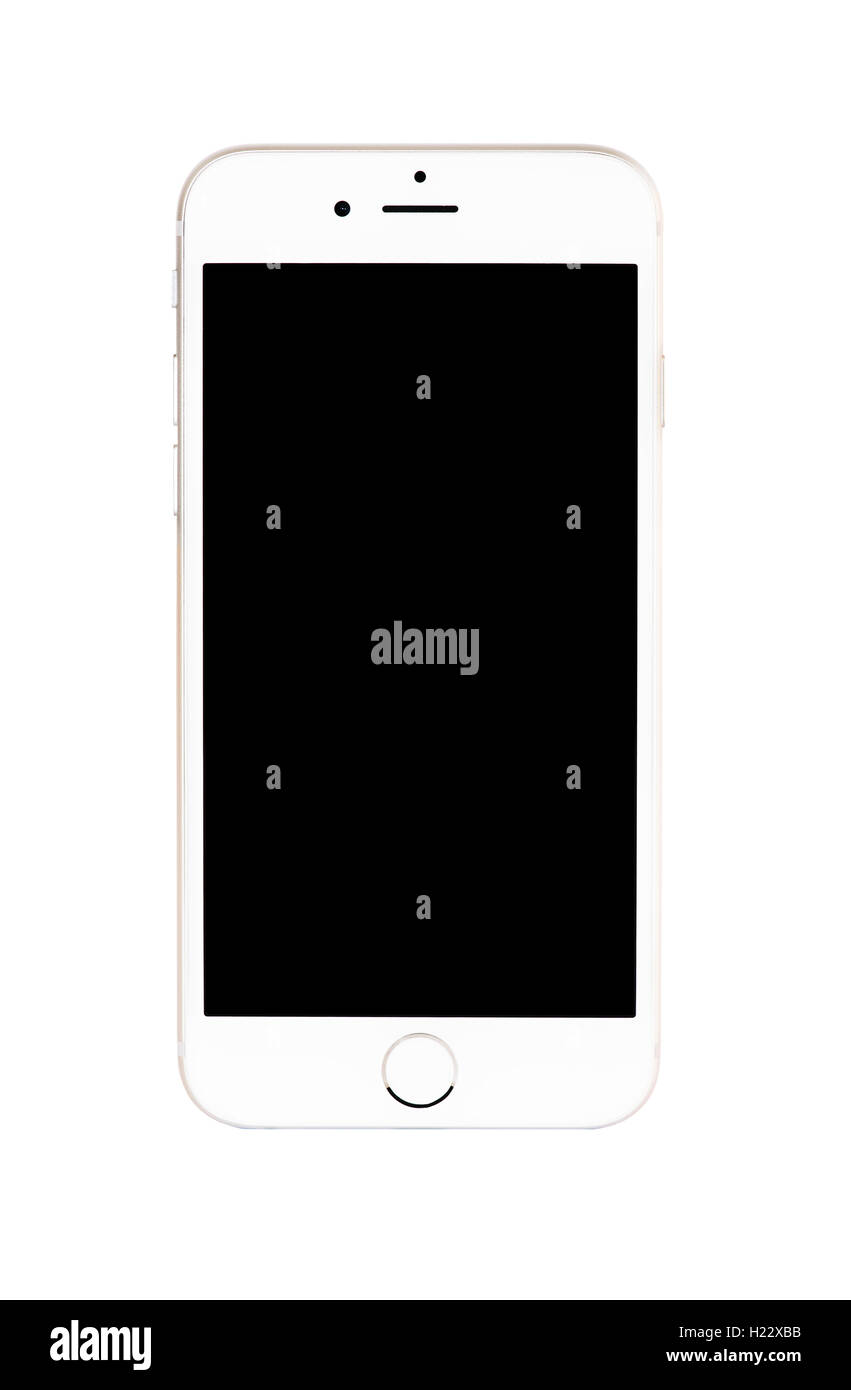Smart moderne réaliste iphon avec couleur or isolé. Banque D'Images
