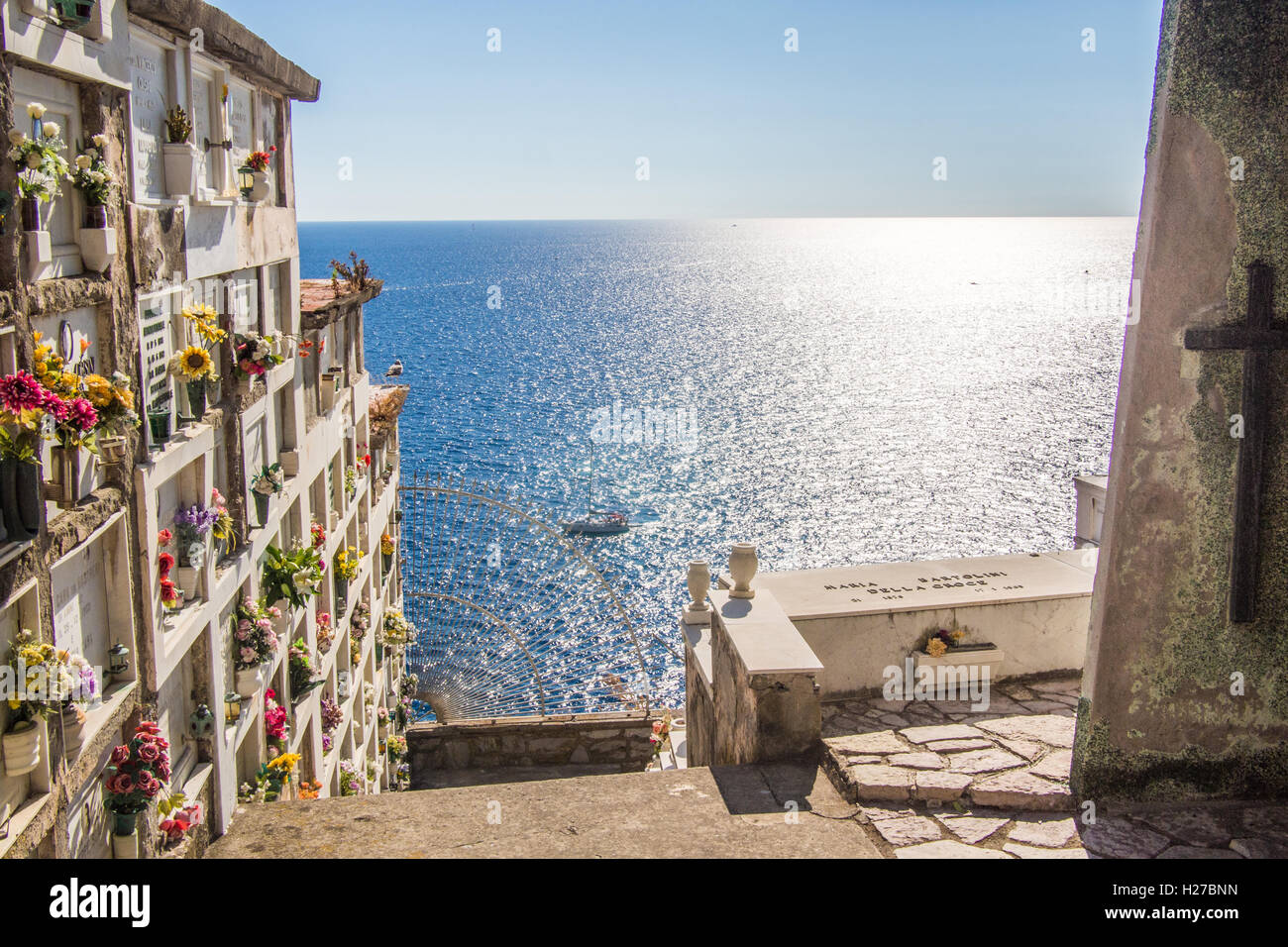 Cimetière à Portovenere, province de La Spezia, ligurie, italie Banque D'Images