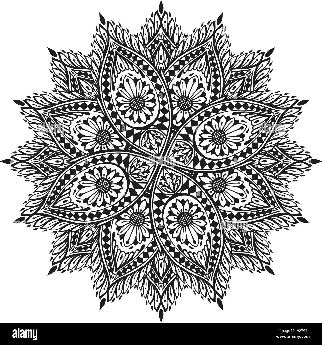Mandala. Ornement floral décoratif. Vector illustration de style ethnique Illustration de Vecteur