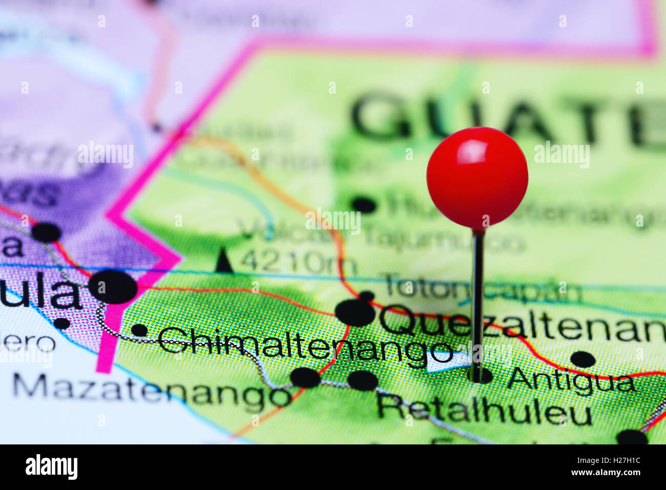 Chimaltenango coincé sur une carte de Guatemala Banque D'Images