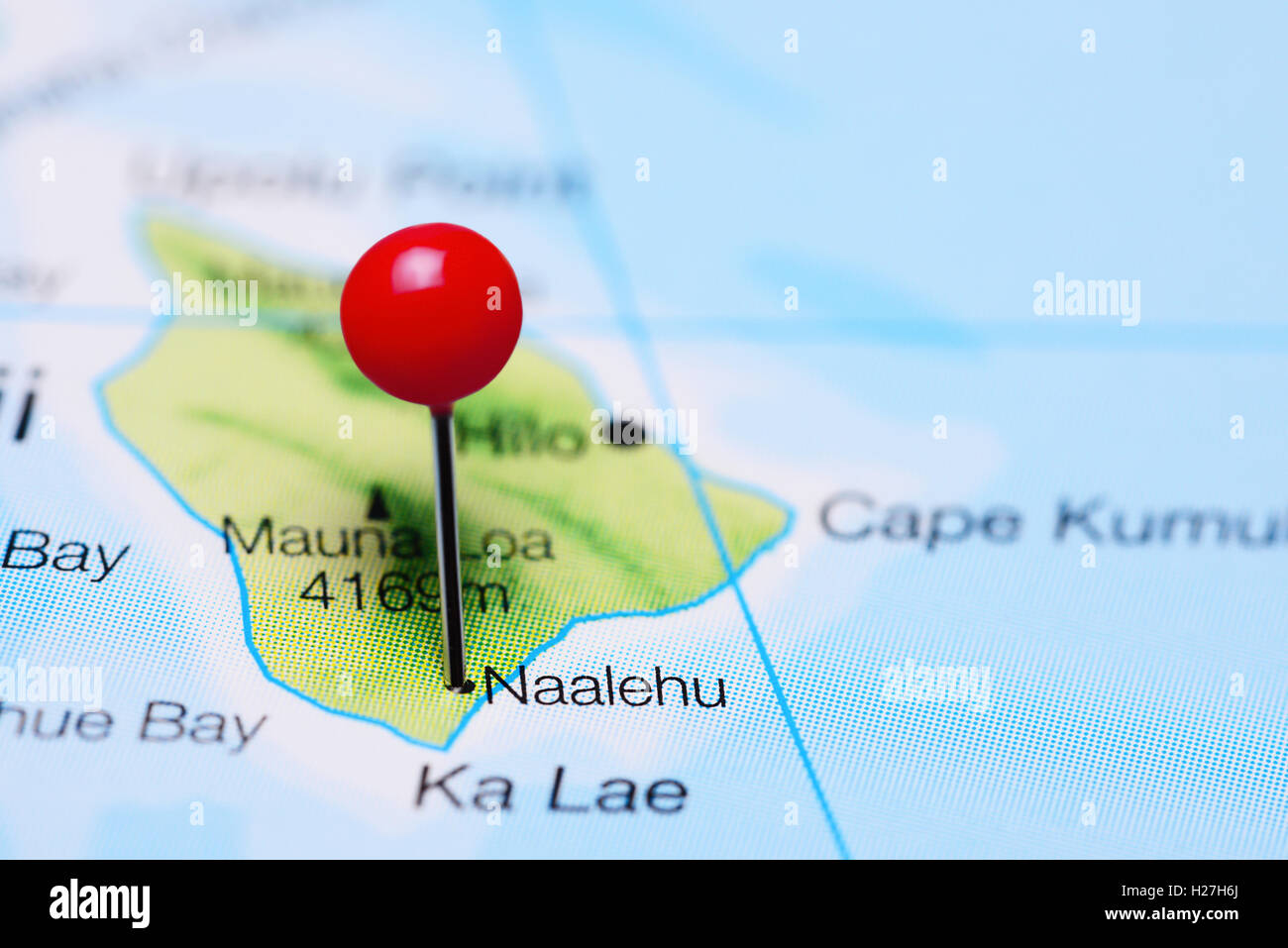 Naalehu coincé sur une carte de New York Banque D'Images