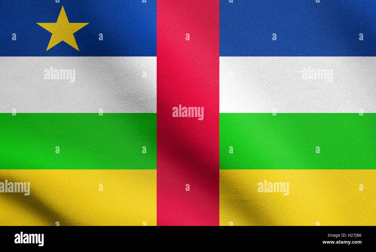 Afrique centrale drapeau officiel national. Symbole patriotique africaine, bannière, élément, arrière-plan. Drapeau de la République centrafricaine Banque D'Images