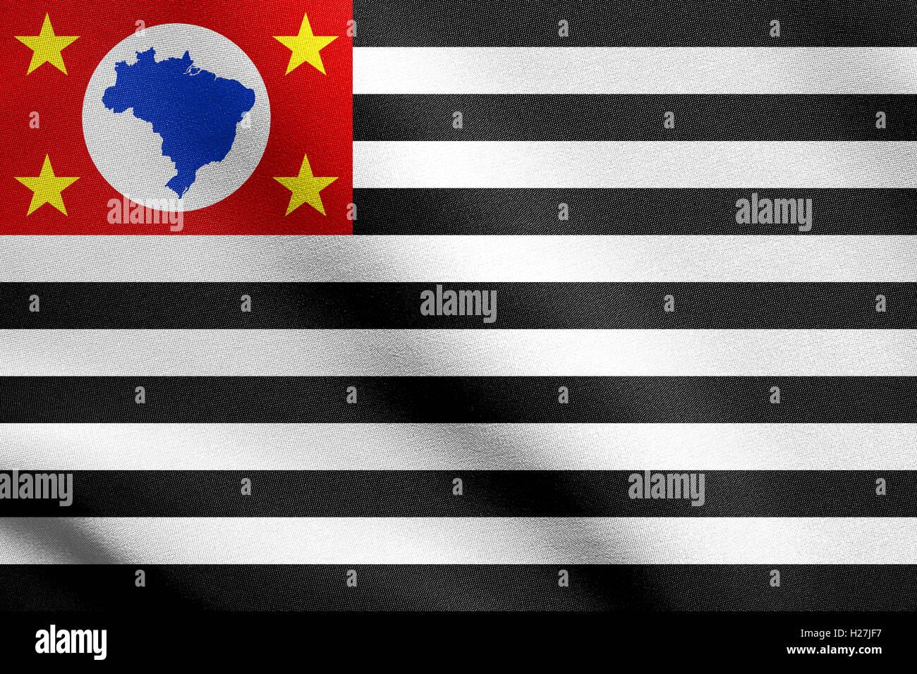 L'état brésilien de São Paulo, symbole de drapeau officiel. Brasil banner, arrière-plan. République fédérative du Brésil élément patriotique. Banque D'Images