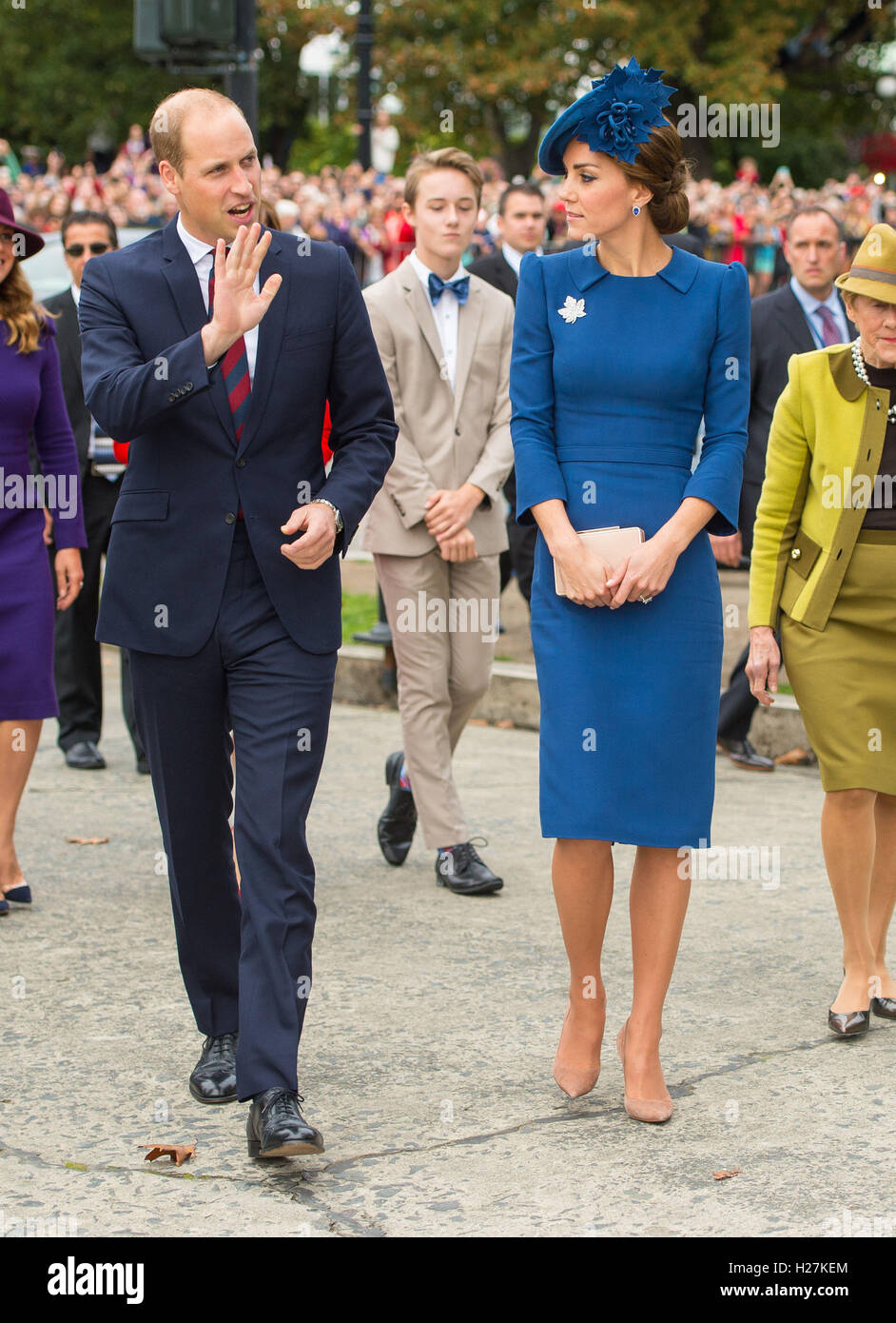 Le duc et la duchesse de Cambridge, lors d'une cérémonie d'accueil à l'Assemblée législative de la Colombie-Britannique, à Victoria, au Canada, au cours de la première journée de la tournée royale au Canada. Banque D'Images