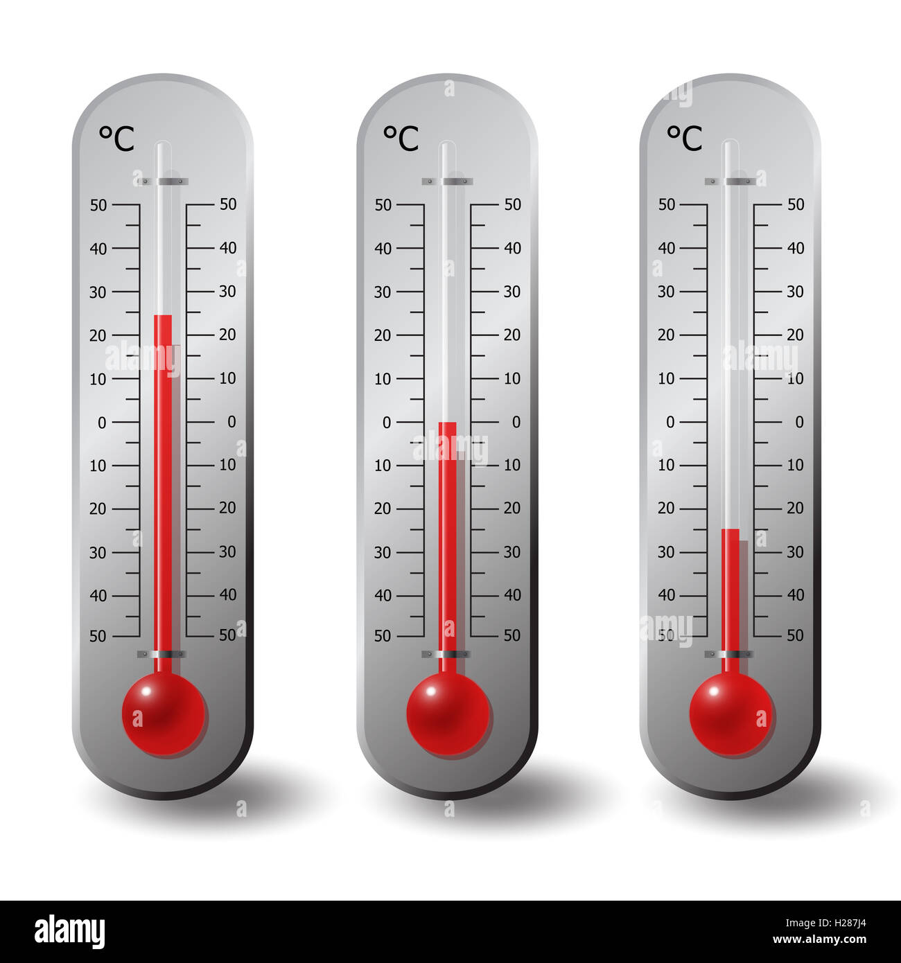 Set de thermomètres Celsius degrés Banque D'Images