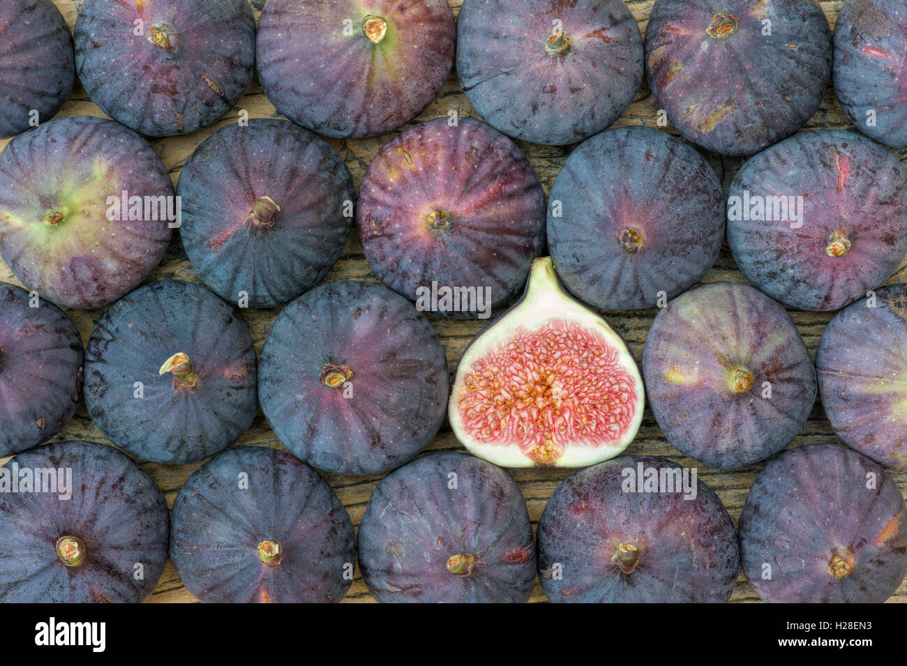 Ficus carica . Ensemble et la section configuration fruits Fig seeds Banque D'Images