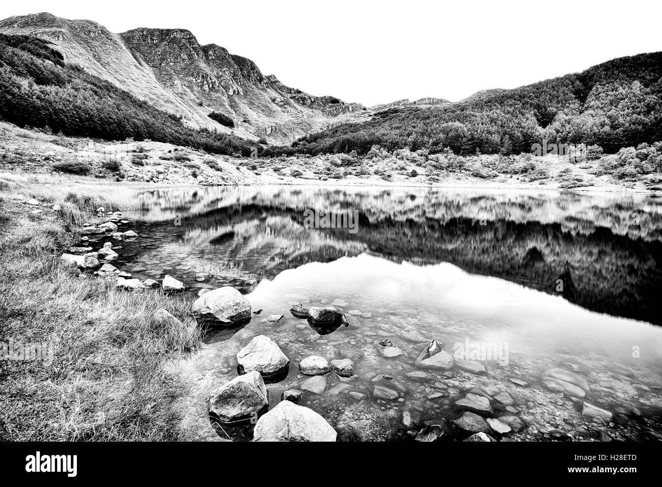 Avis de "la centaine de lacs parc' sur les montagnes de Parme, Italie Banque D'Images