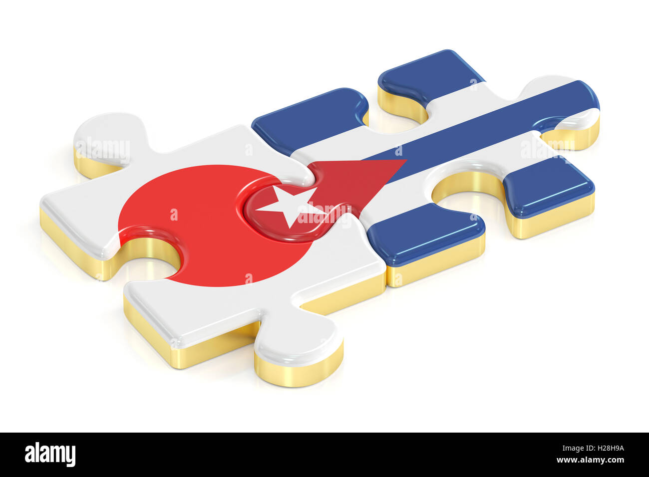 Le Japon et Cuba puzzles de drapeaux, rendu 3D Banque D'Images