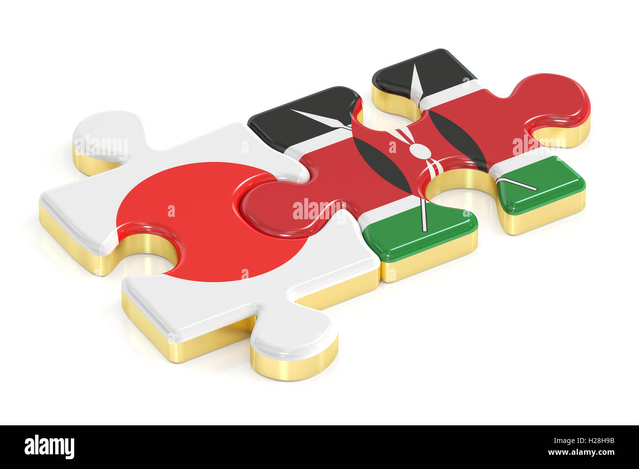 Le Japon et le Kenya puzzles de drapeaux, rendu 3D Banque D'Images