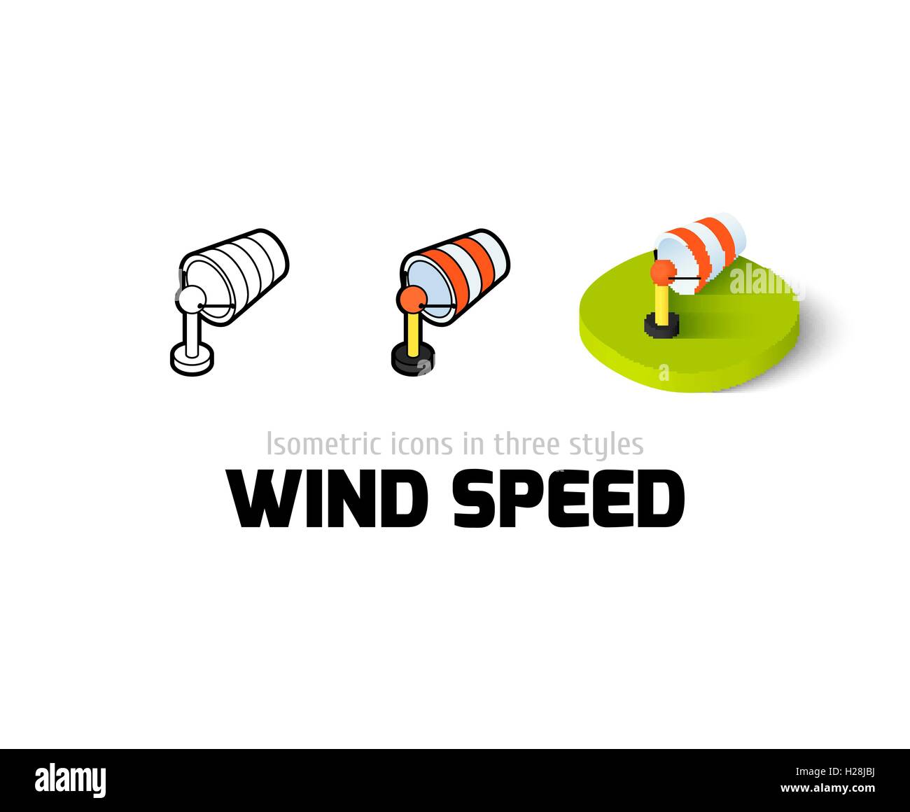 La vitesse du vent dans l'icône de style différent Illustration de Vecteur