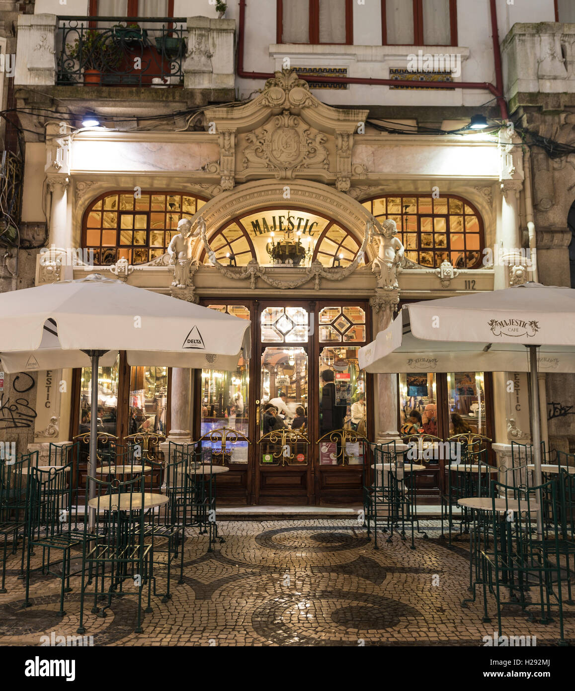 Majestic Café de nuit, fin Belle Époque, Porto, Portugal Banque D'Images