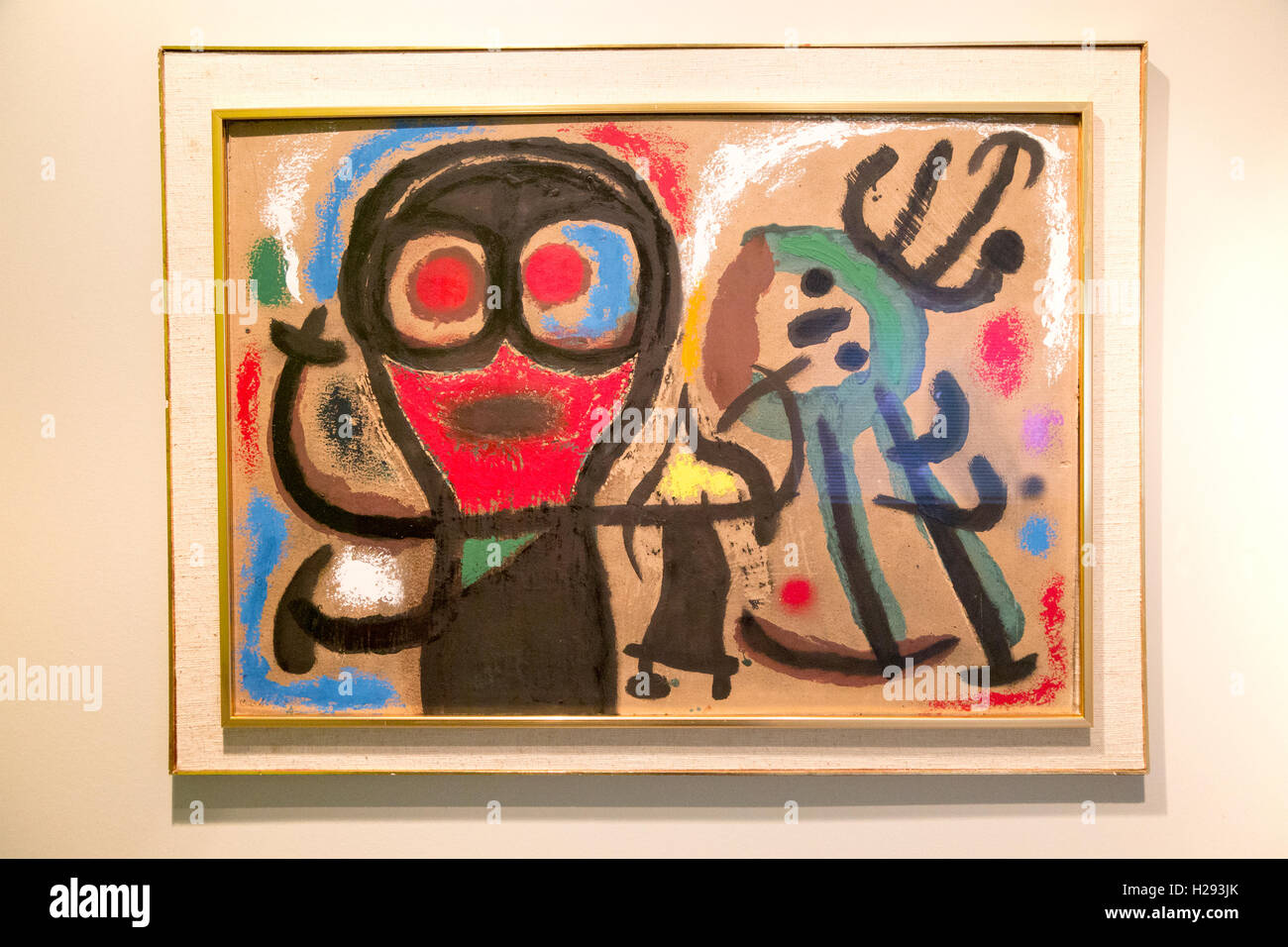 'Les gens et les oiseaux' 1963 par Joan Miro (1893-1983), le vinyle sur panneau Kode 4 art gallery Bergen, Norvège Banque D'Images